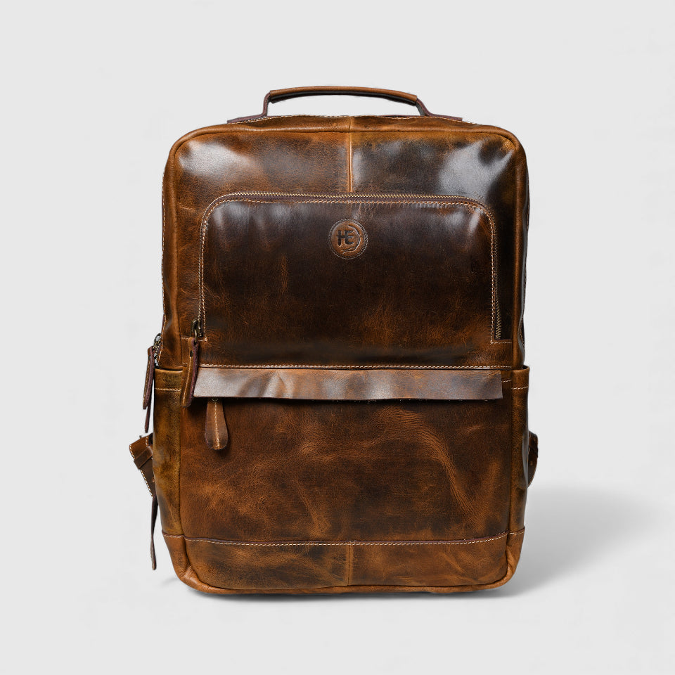 Alpine Vintage Leather Laptop Backpack - Maroon Colour