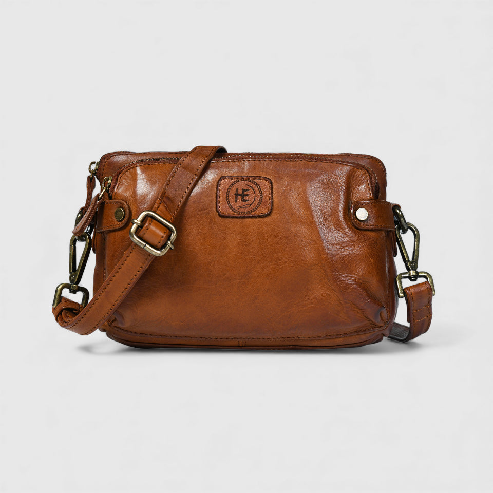 Classic Cognac Leather Women's Handbag - Maroon colour