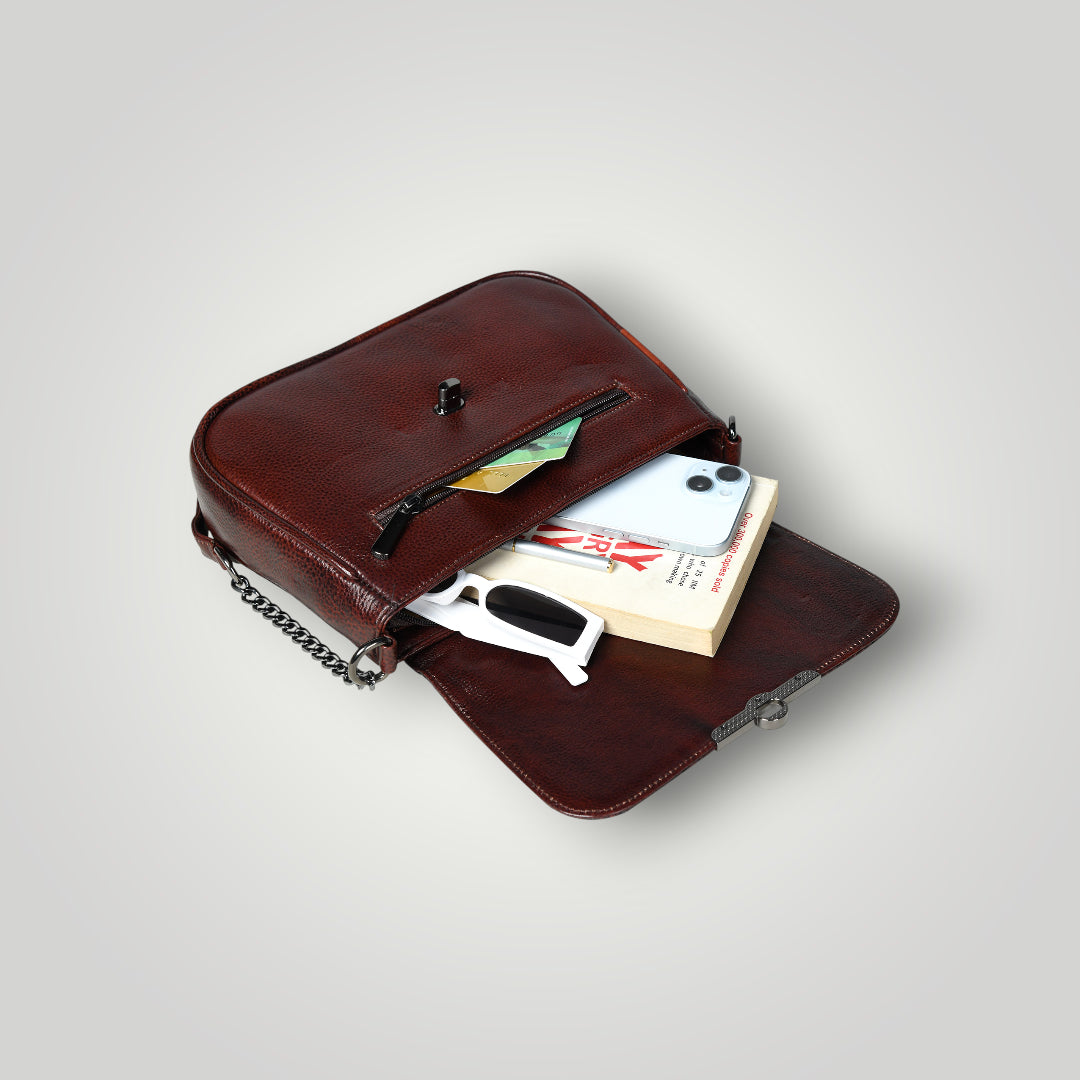 Regal Noir Croc Handbag - Maroon Colour