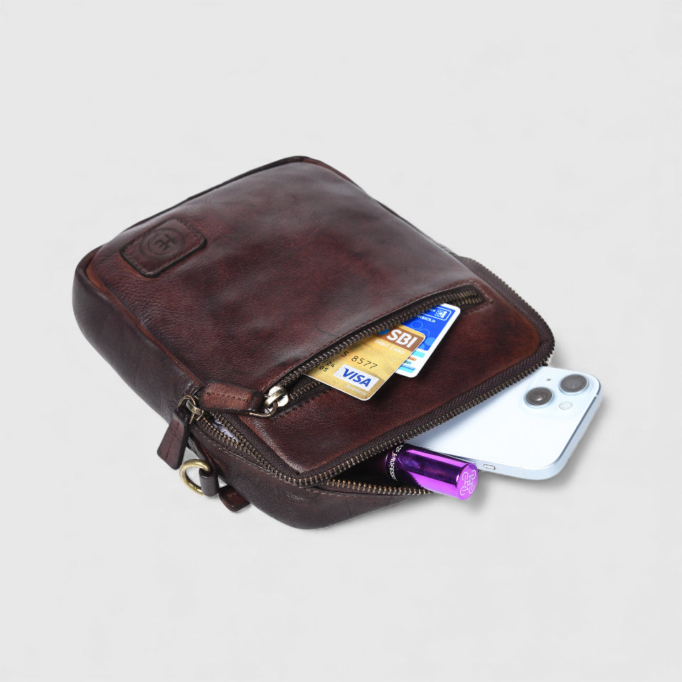 OxBlood Trail Leather Sling Bag – Brown Colour