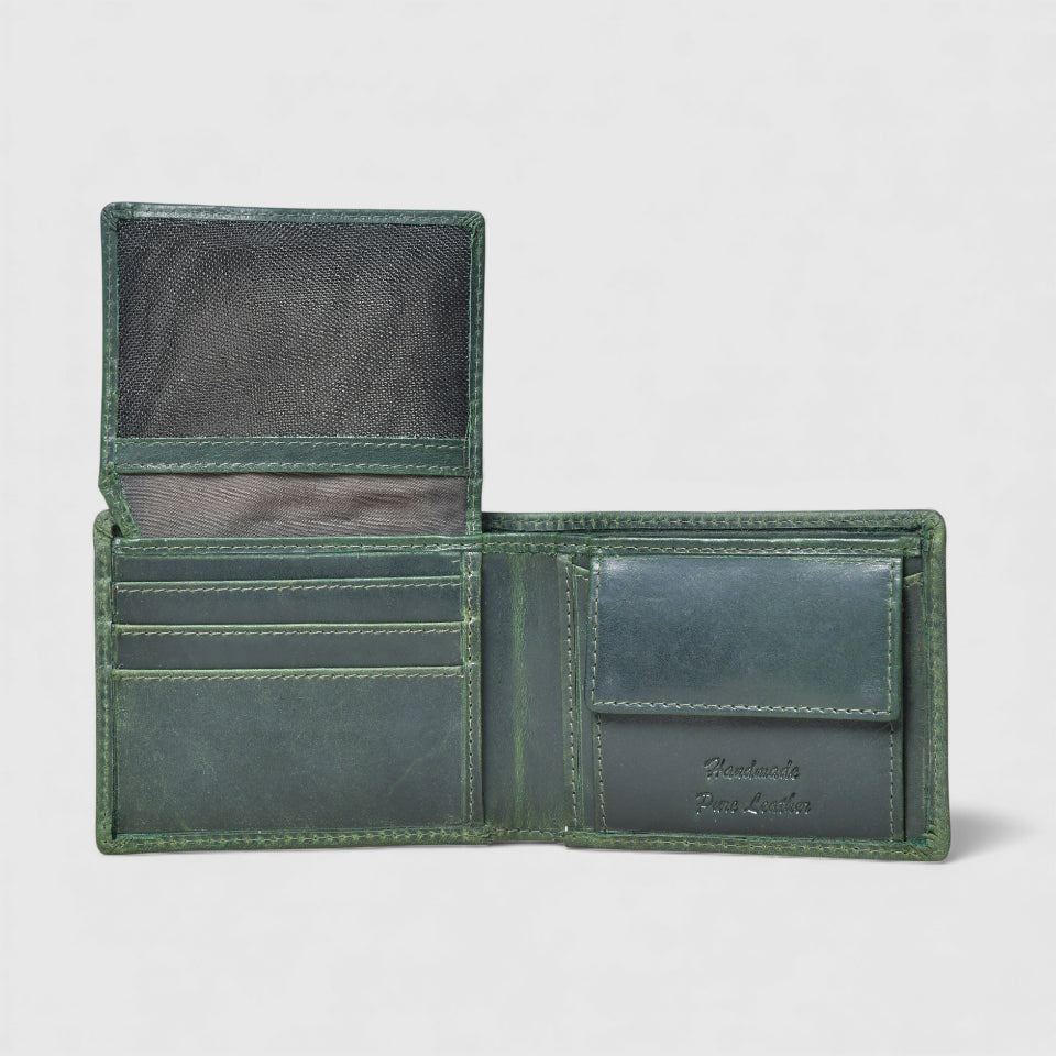 Vintage Leather RFID Wallet - Green Colour