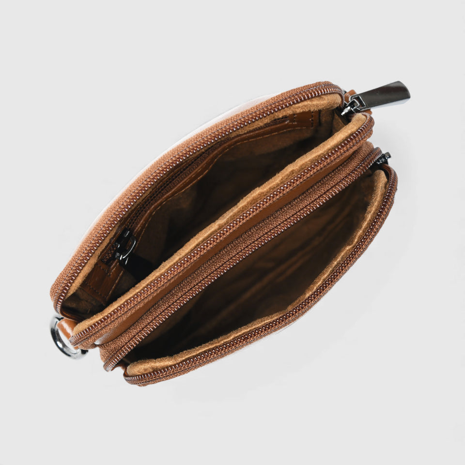 AmberStride Leather Sling Bag – Brown Colour