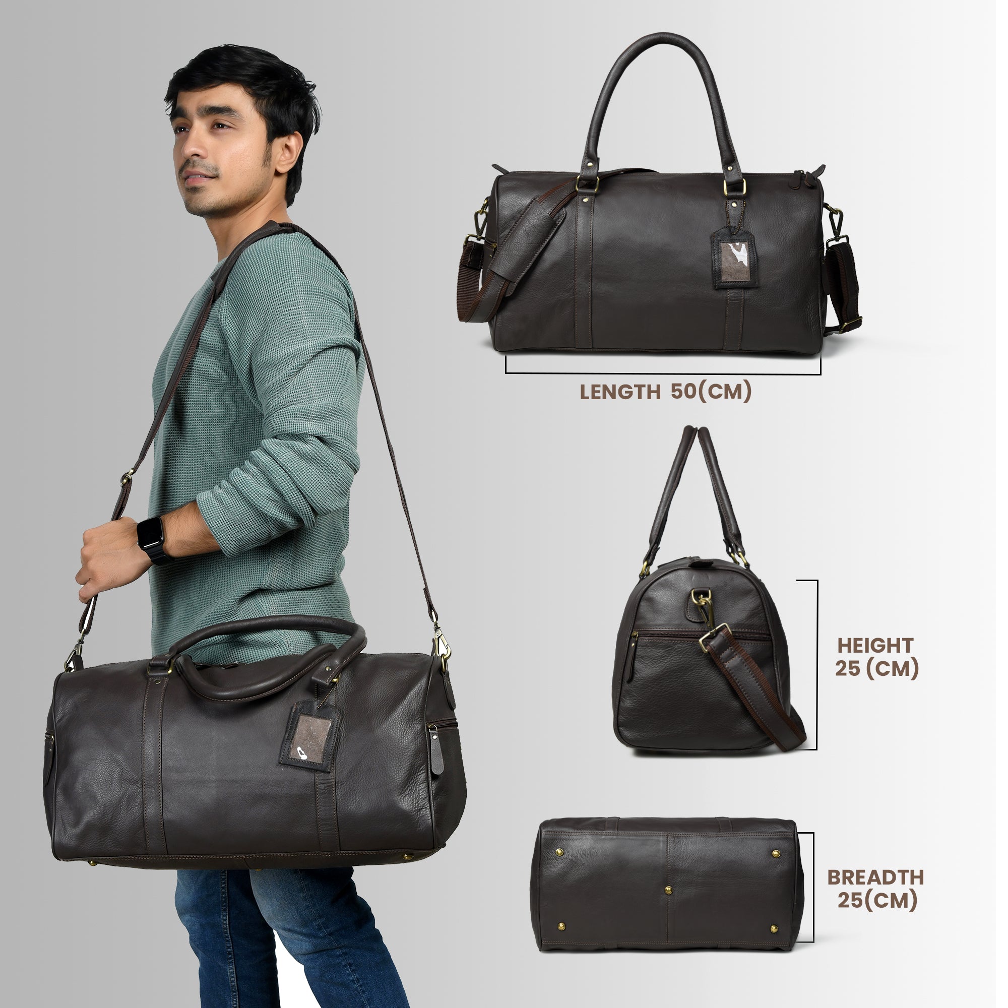 The Voyager Leather Travel Duffle - Brown Colour