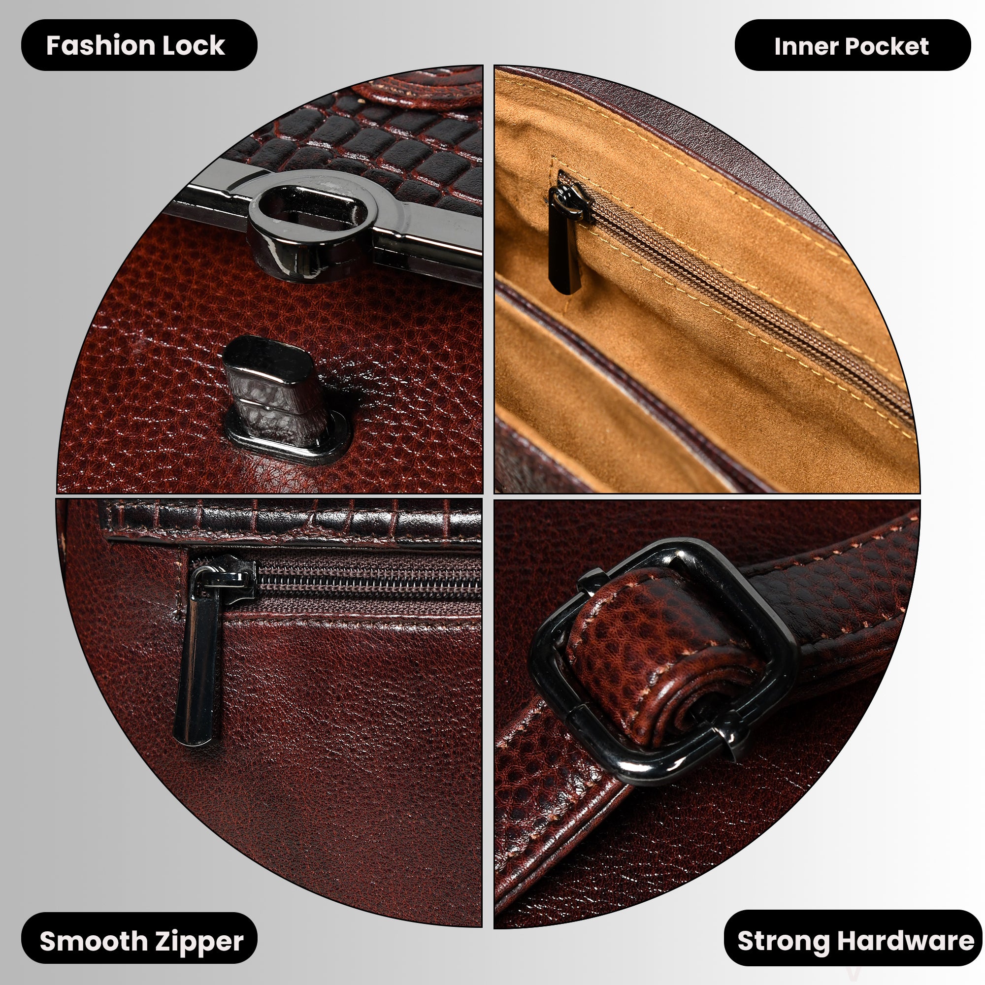 Regal Noir Croc Handbag - Maroon Colour