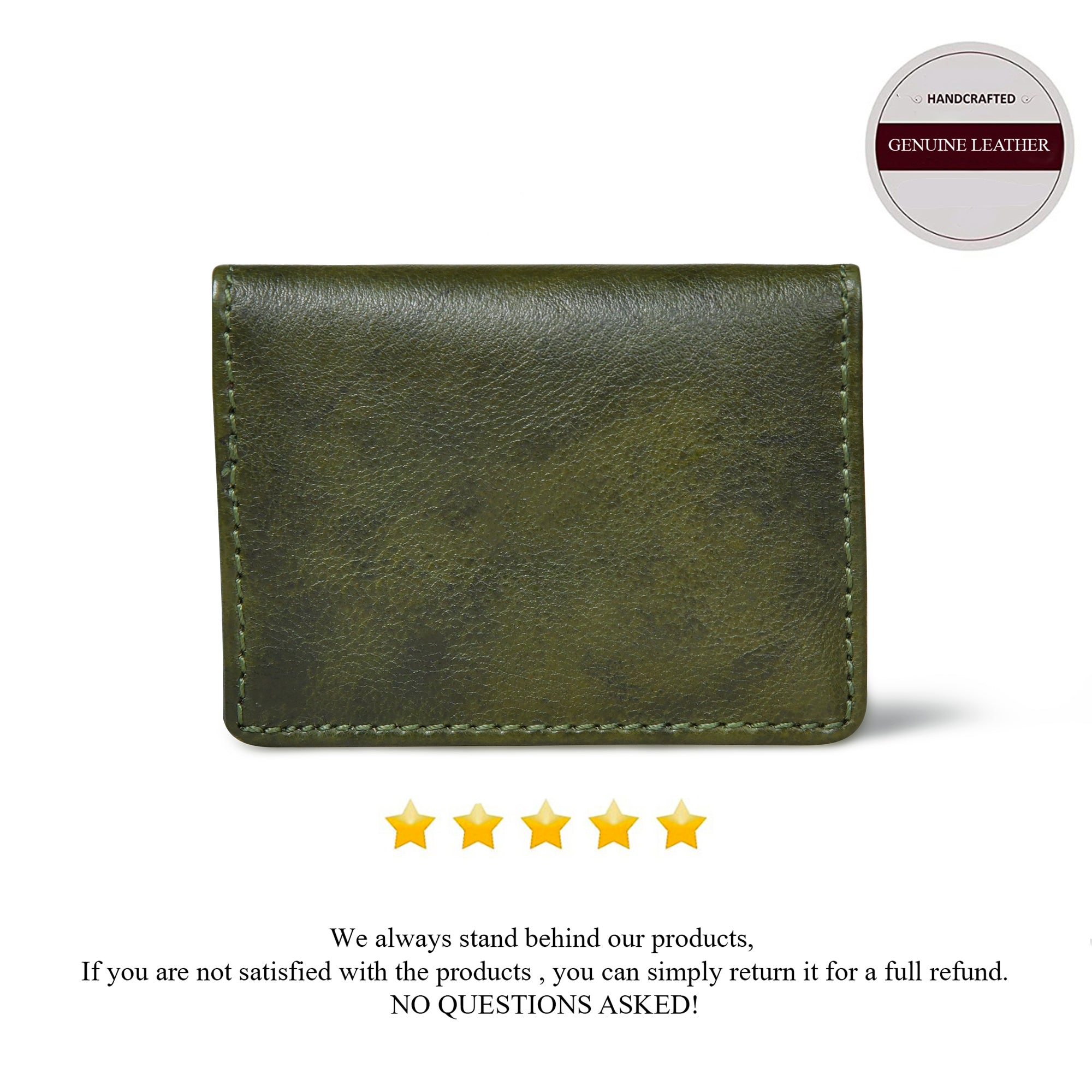 Classic Leather Card Wallet - Olive Colour