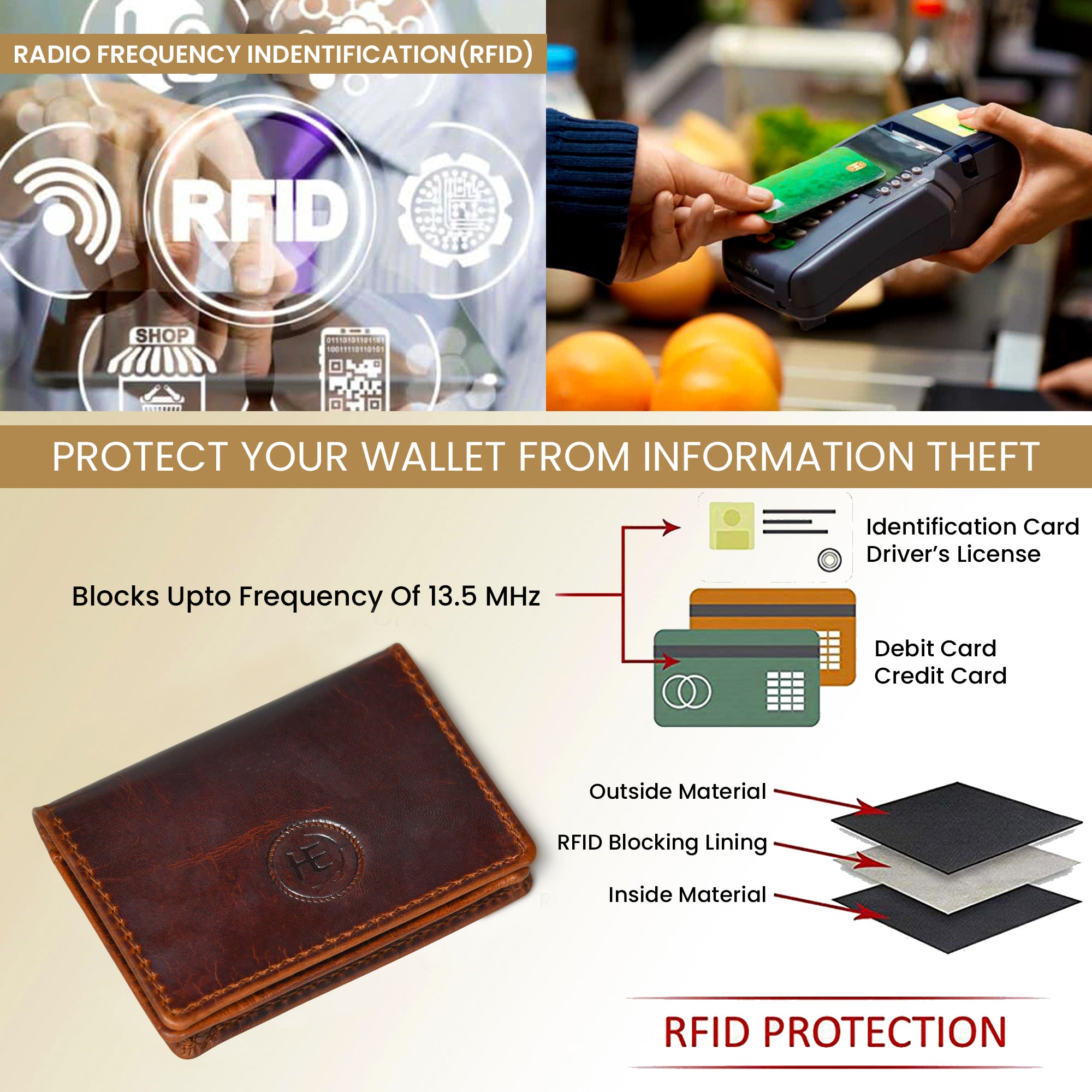 Classic Leather Card Wallet - Maroon Colour