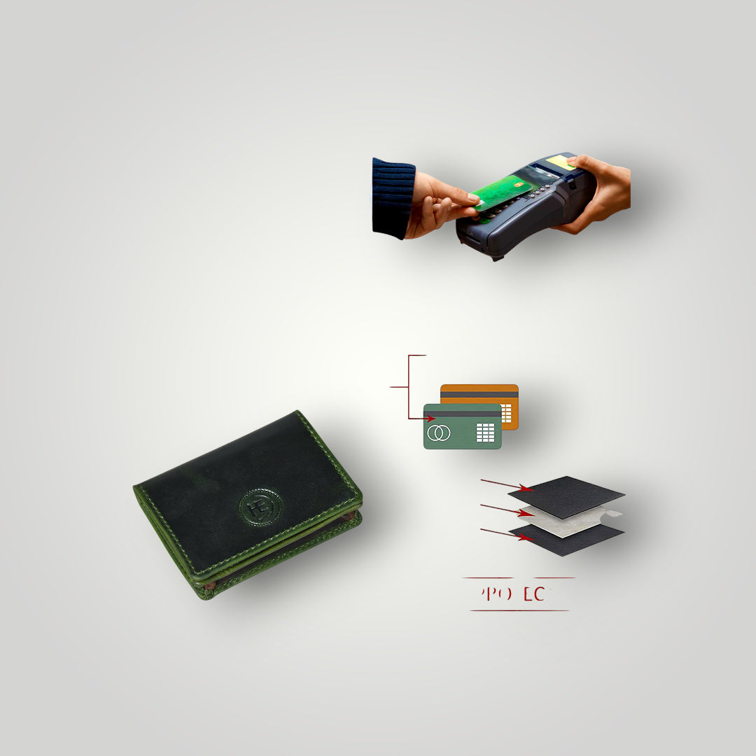 Classic Leather Card Wallet - Green Colour