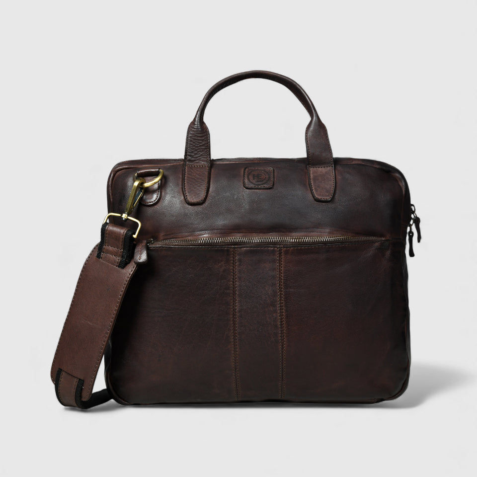 Voyager Premium Leather Laptop Bag - Maroon Colour