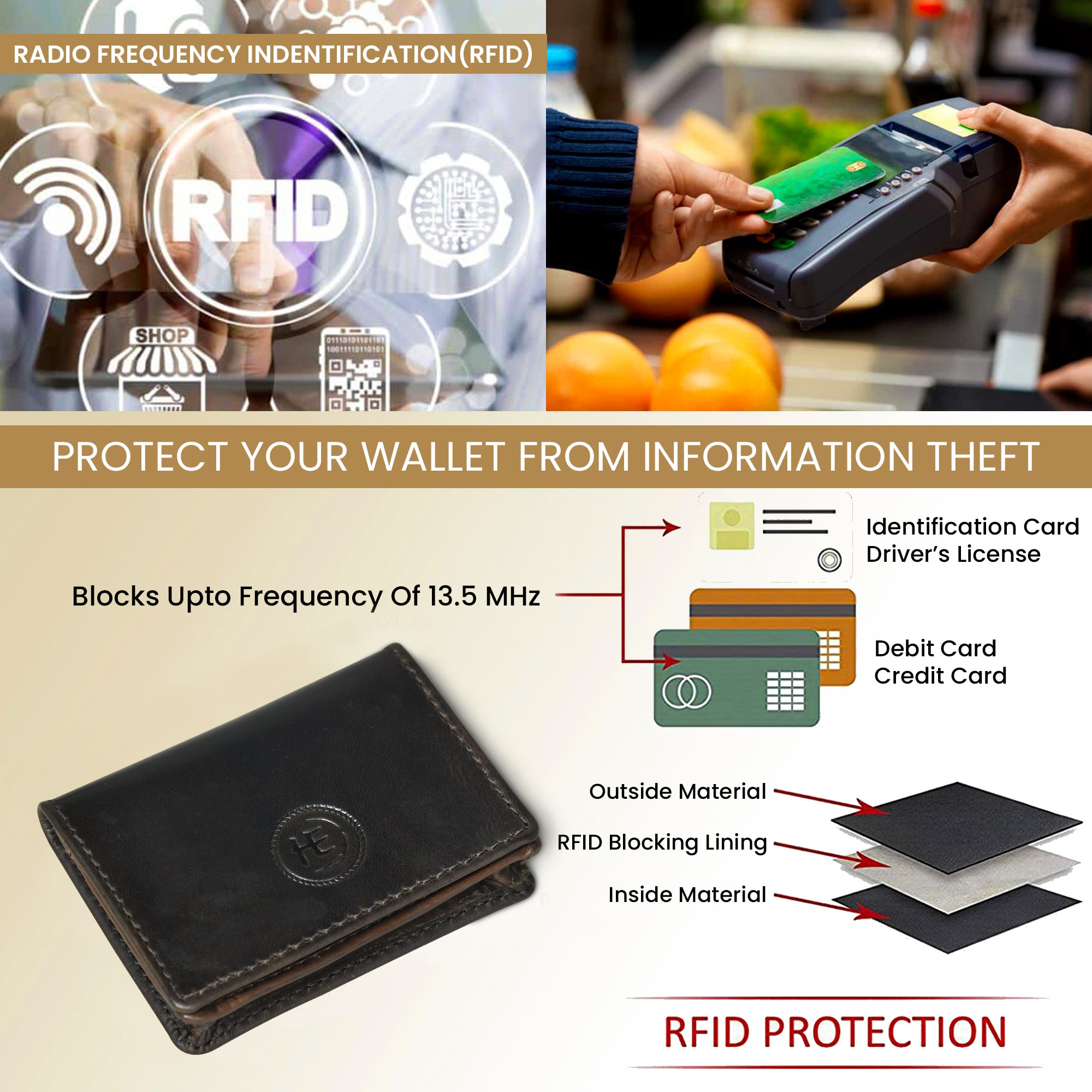 Classic Leather Card Wallet - Black Colour