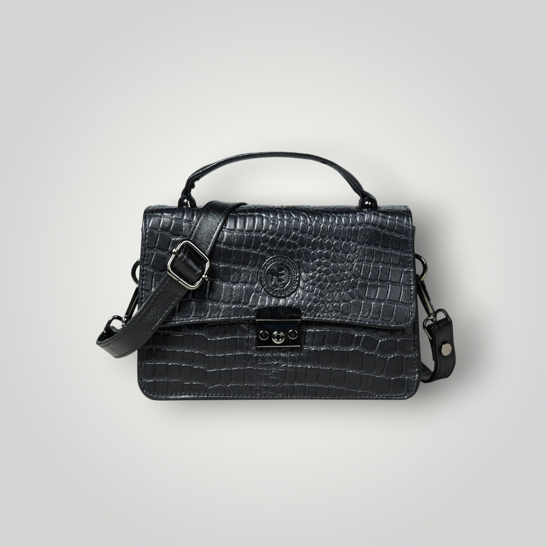 Imperial Croc Luxe Satchel - Black Colour