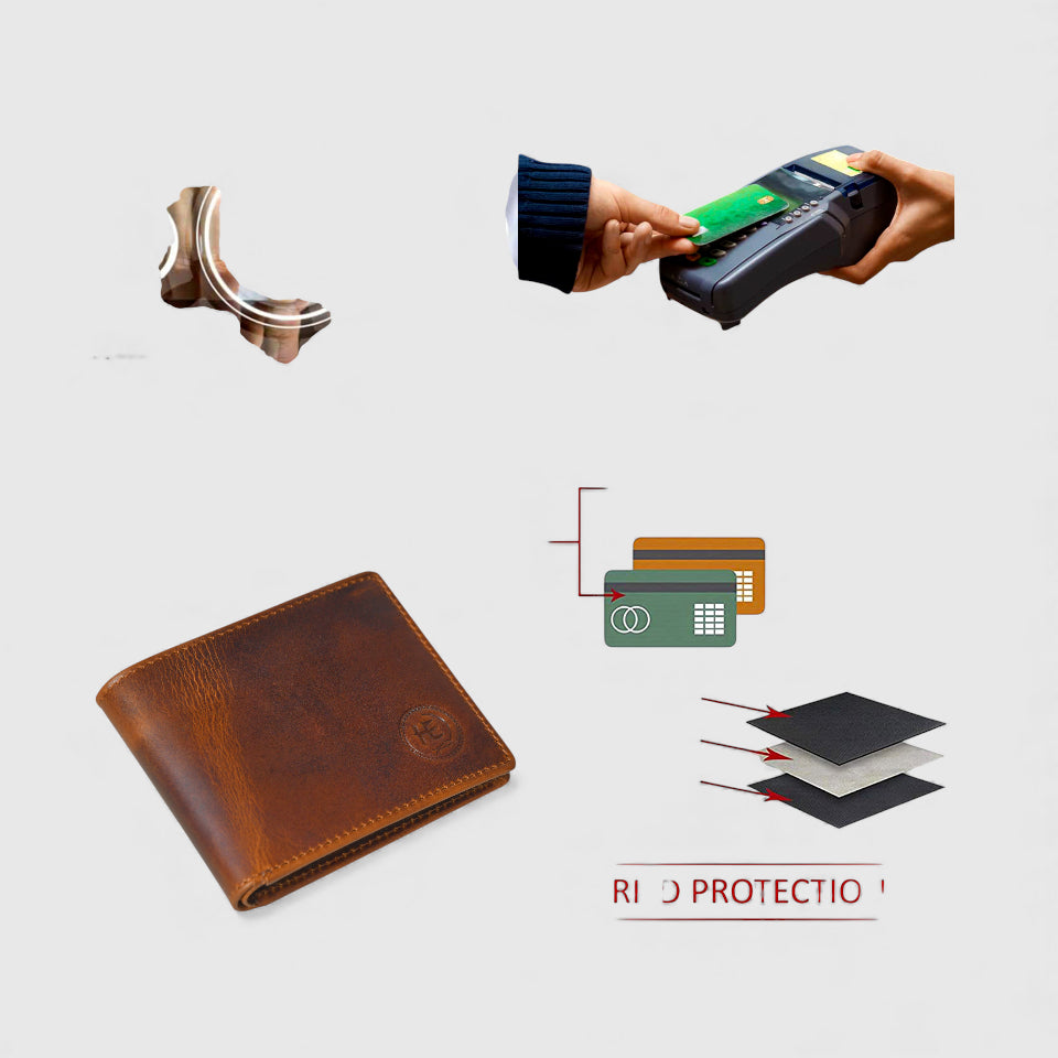 Vintage Leather RFID Wallet - Brown Colour