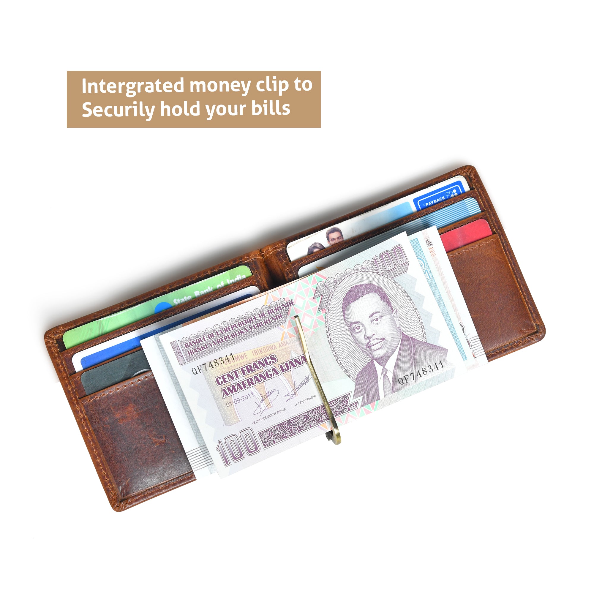 Slim Money Clip Wallet - Brown Colour