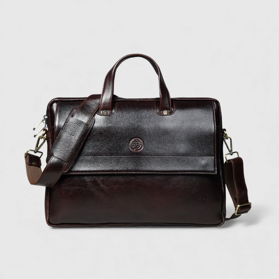 Executive Edge Leather Laptop Briefcase - Maroon Colour