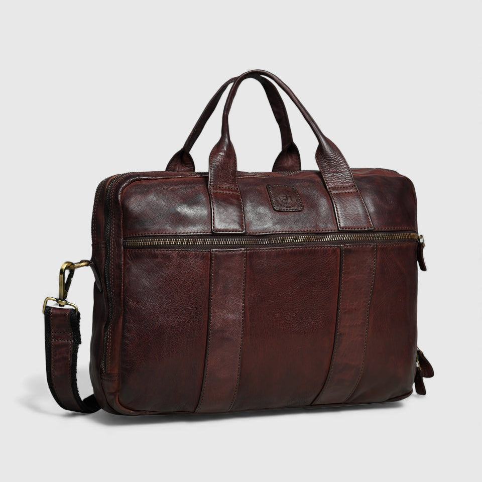 Executive Heritage Pure Leather Laptop Bag - Maroon Colour