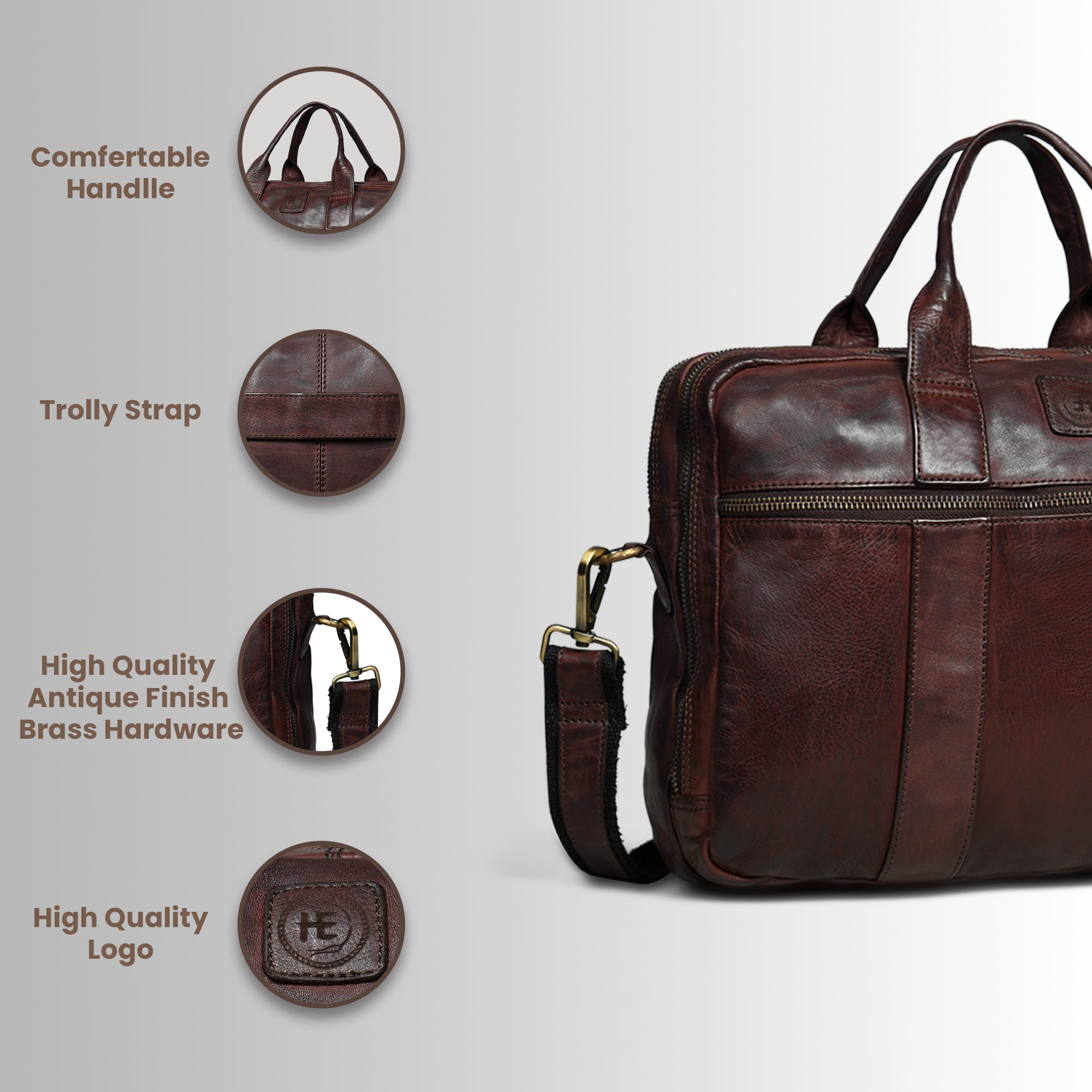 Executive Heritage Pure Leather Laptop Bag - Maroon Colour
