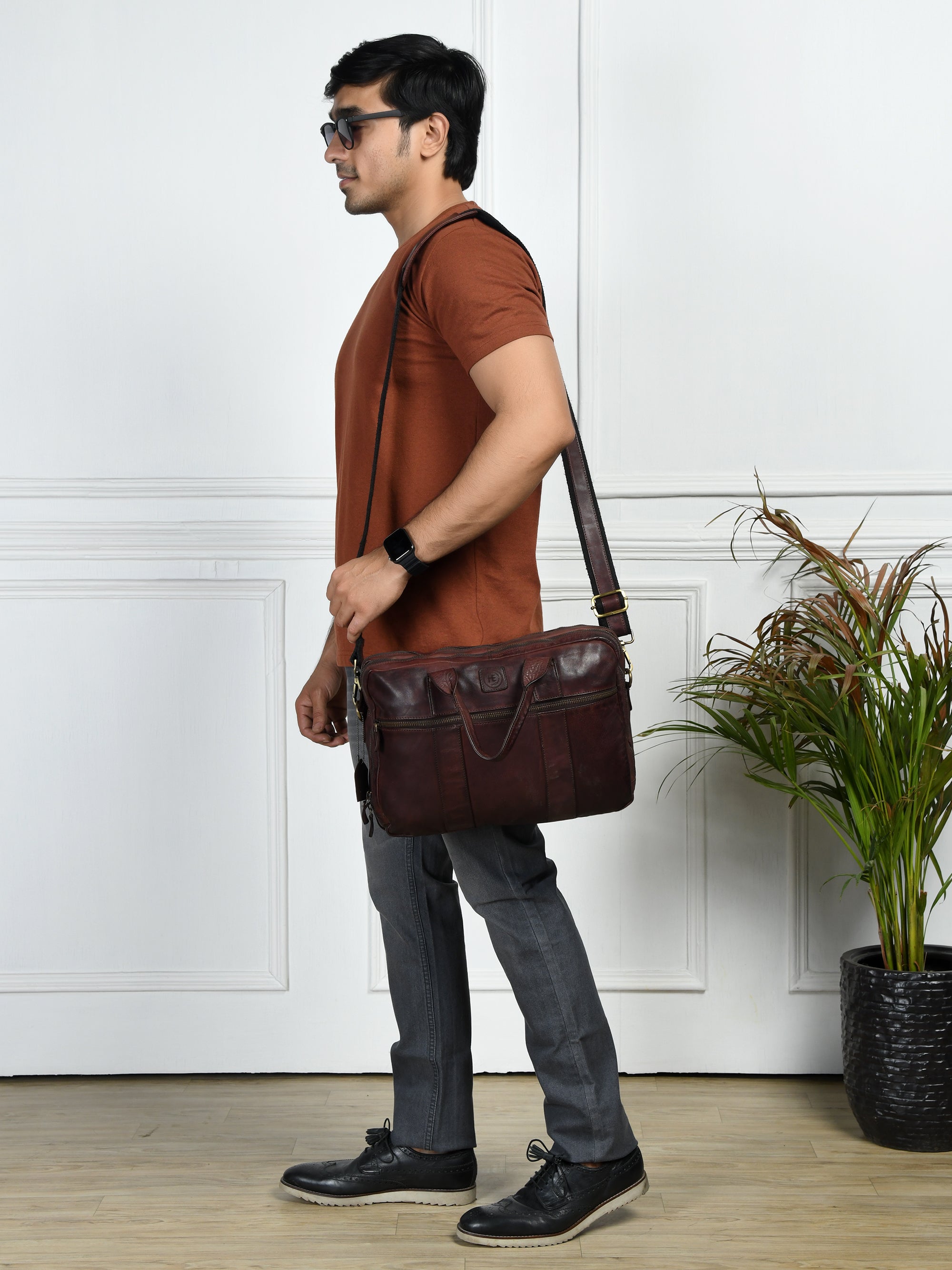 Executive Heritage Pure Leather Laptop Bag - Maroon Colour