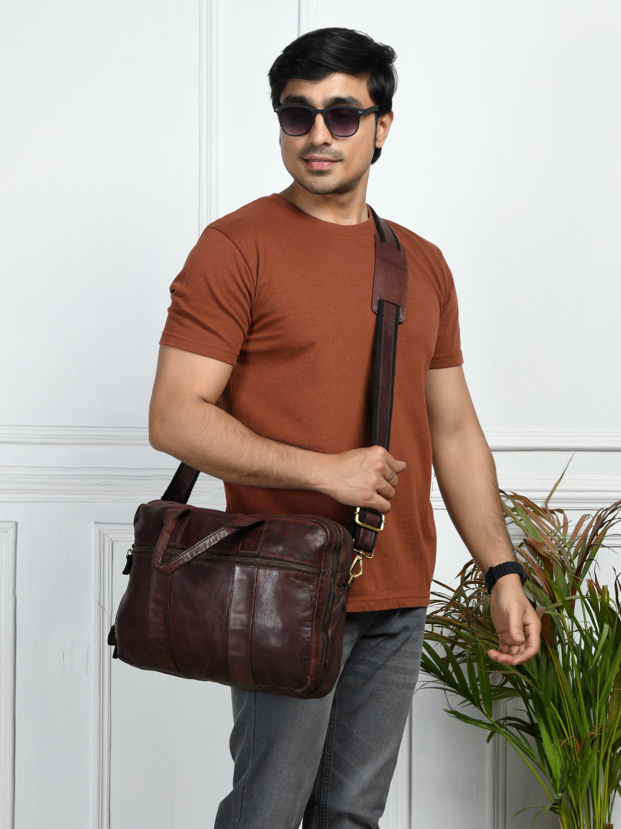 Executive Heritage Pure Leather Laptop Bag - Maroon Colour