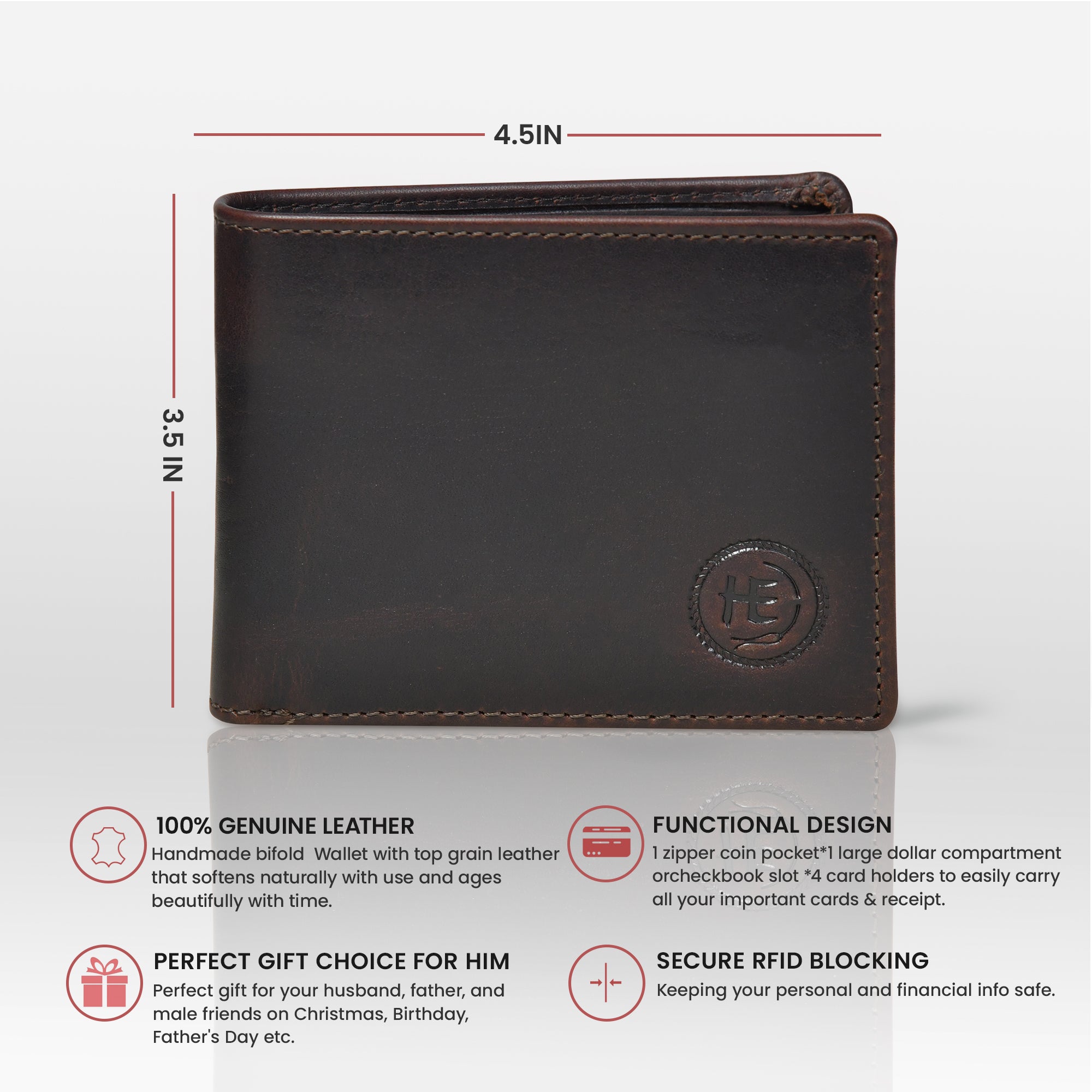 Vintage Leather RFID Wallet - Maroon Colour