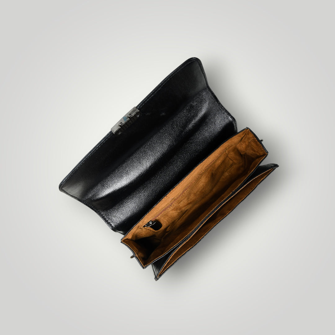 Imperial Croc Luxe Satchel - Black Colour