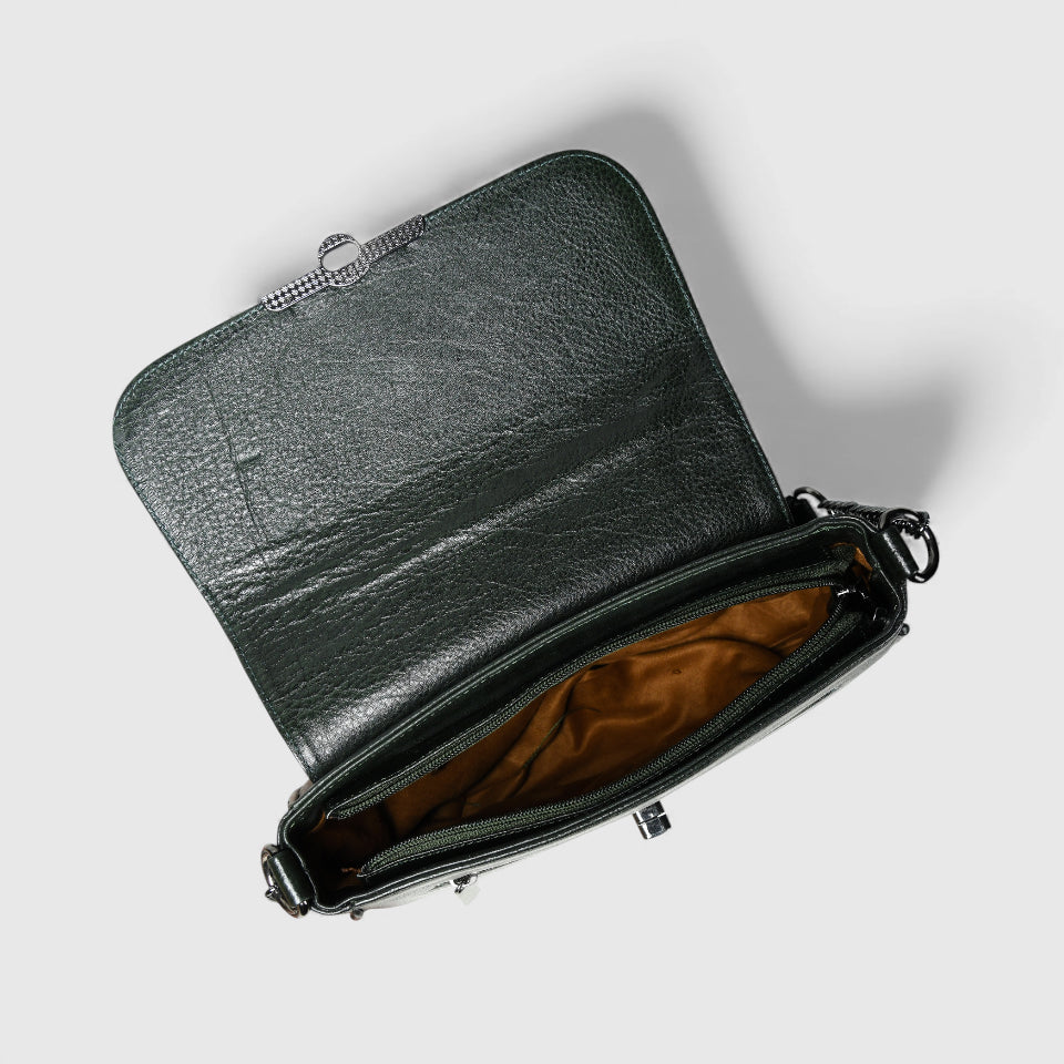 Regal Noir Croc Handbag - Black Colour