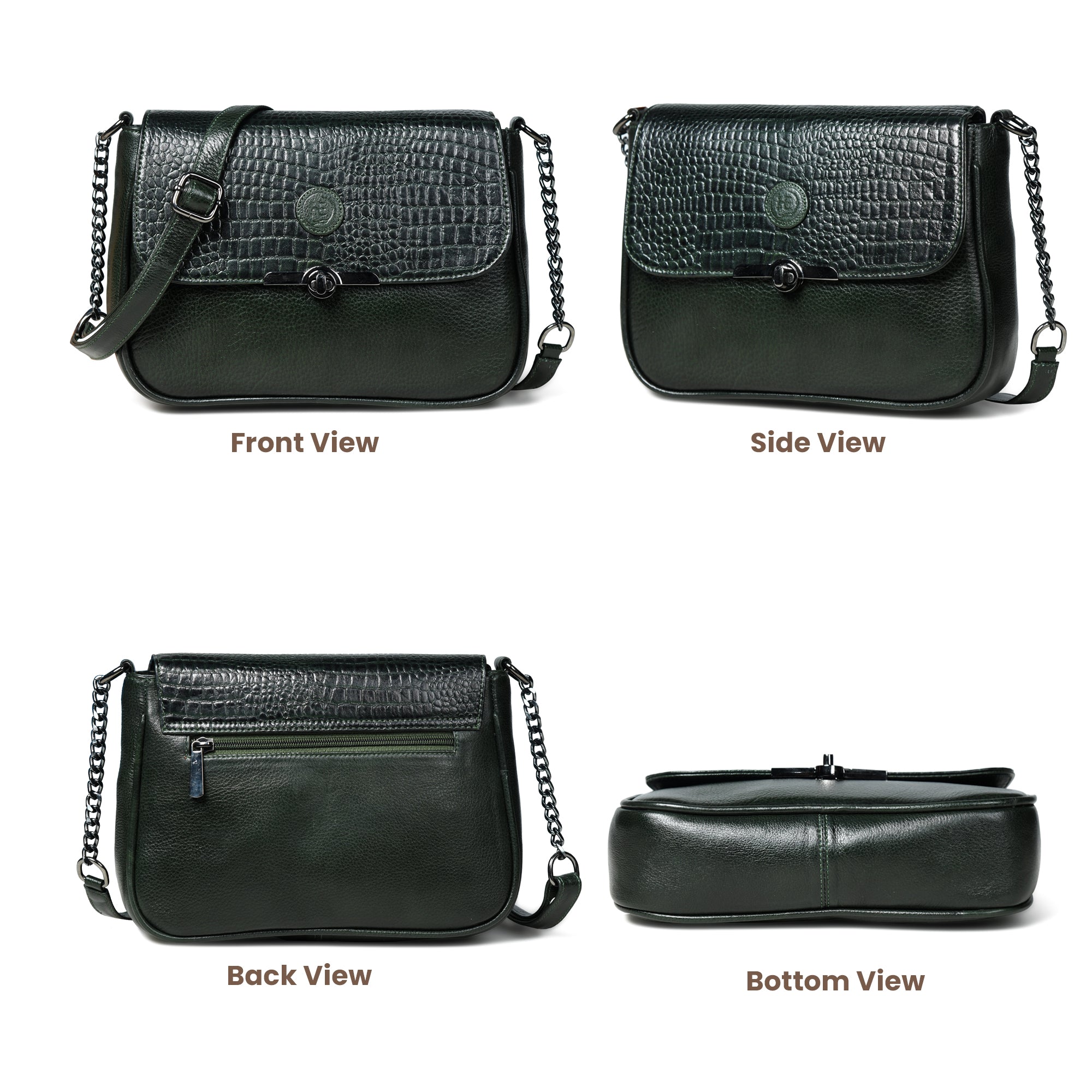 Regal Noir Croc Handbag - Black Colour