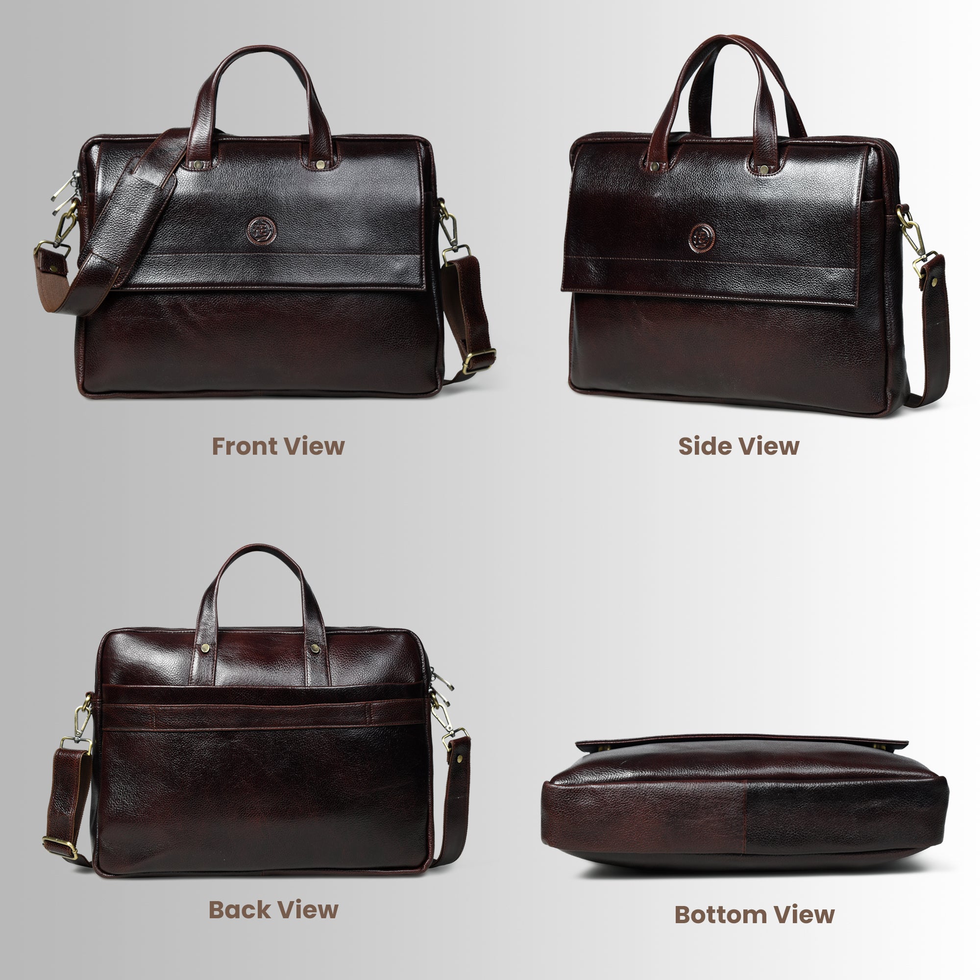 Executive Edge Leather Laptop Briefcase - Maroon Colour