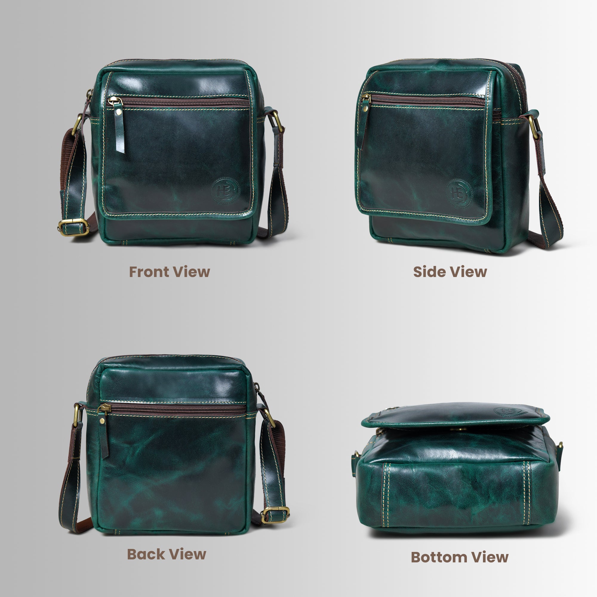 Explorer Vintage Leather Sling Bag - Green Colour