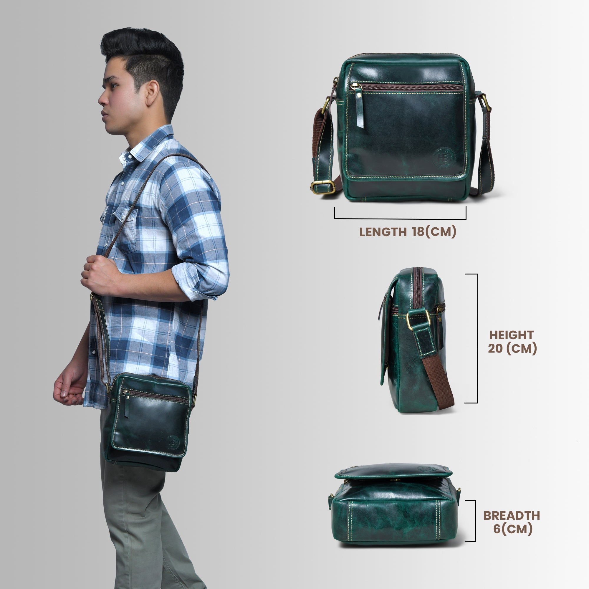 Explorer Vintage Leather Sling Bag - Green Colour