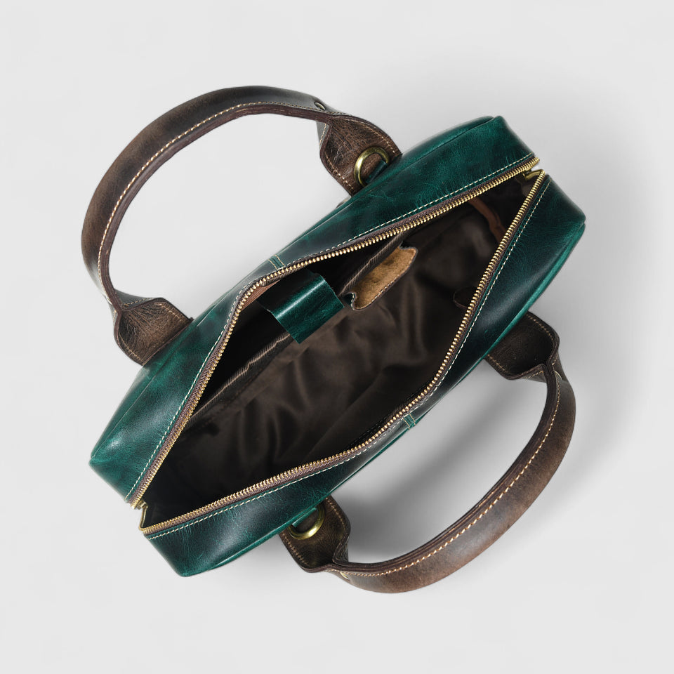 Heritage Buffalo Pure Leather Laptop Bag - Green Colour