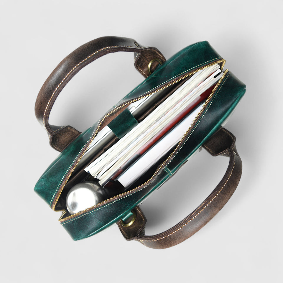 Heritage Buffalo Pure Leather Laptop Bag - Green Colour