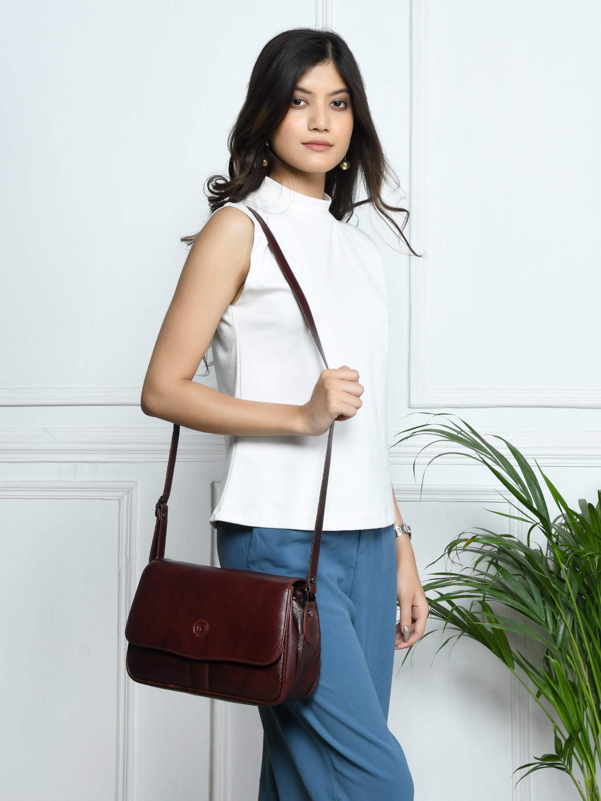 Midnight Opulence Satchel - Maroon Colour