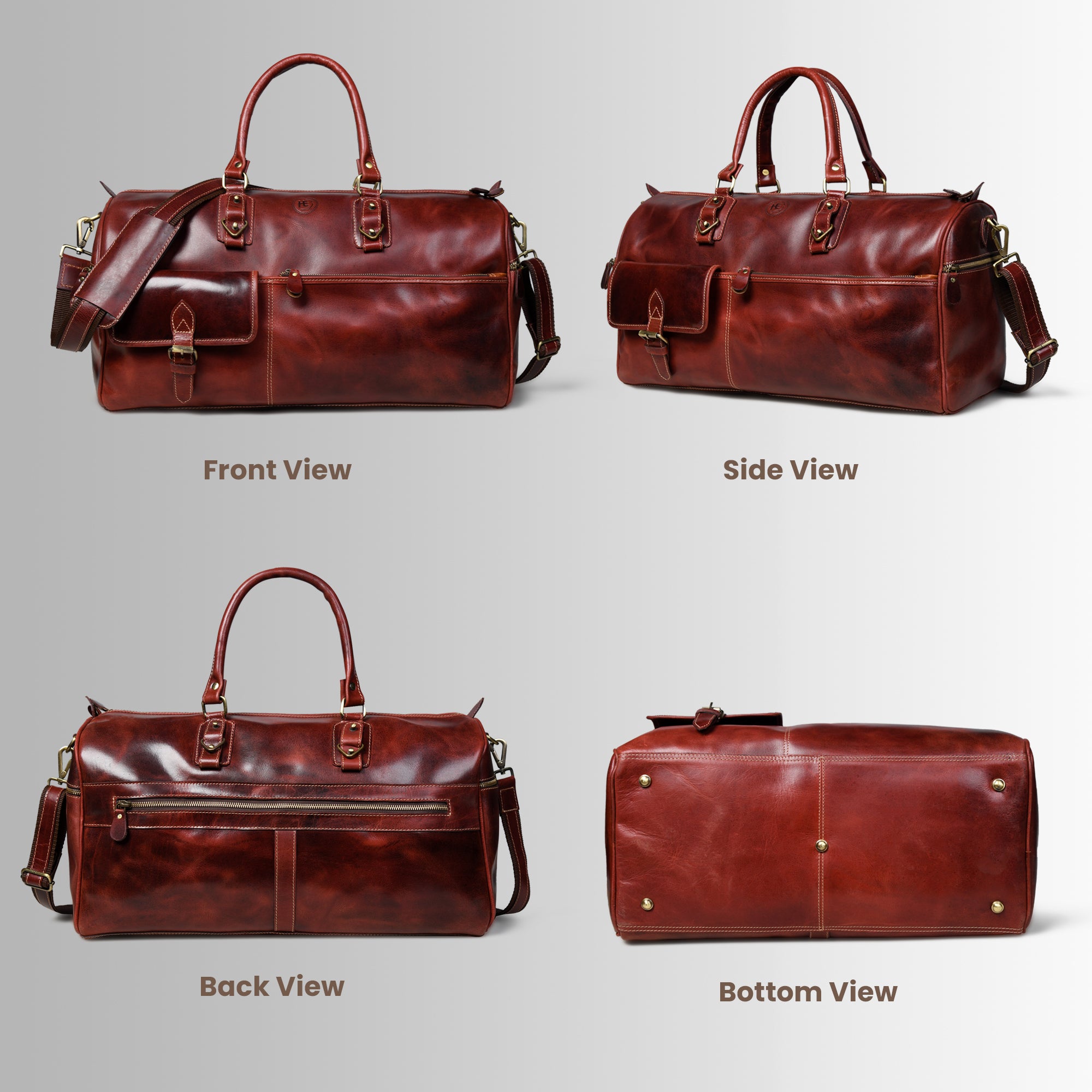 The Odyssey Leather Travel Duffle - Cherry Red Colour
