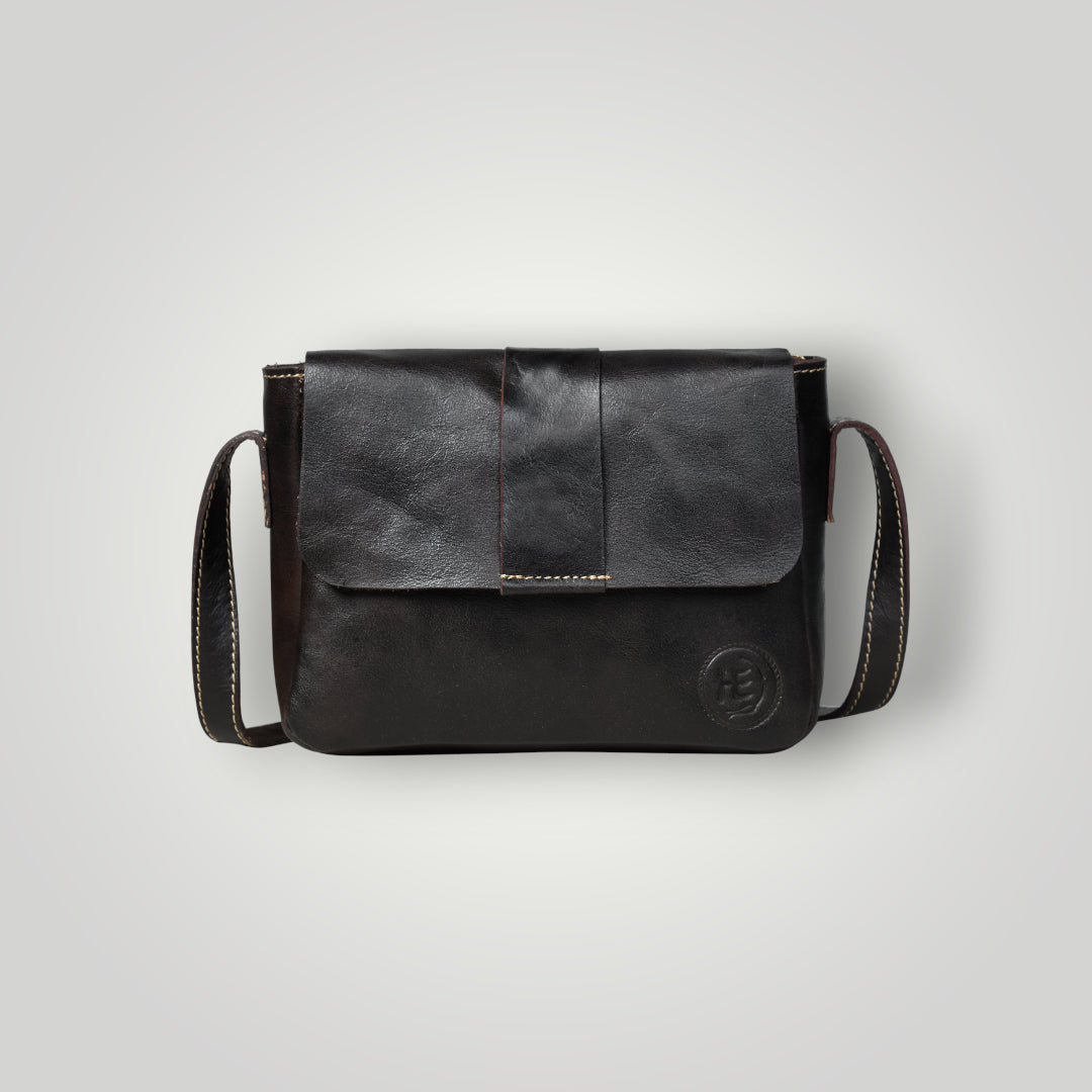 The Heritage Leather Satchel Bag - Black Colour