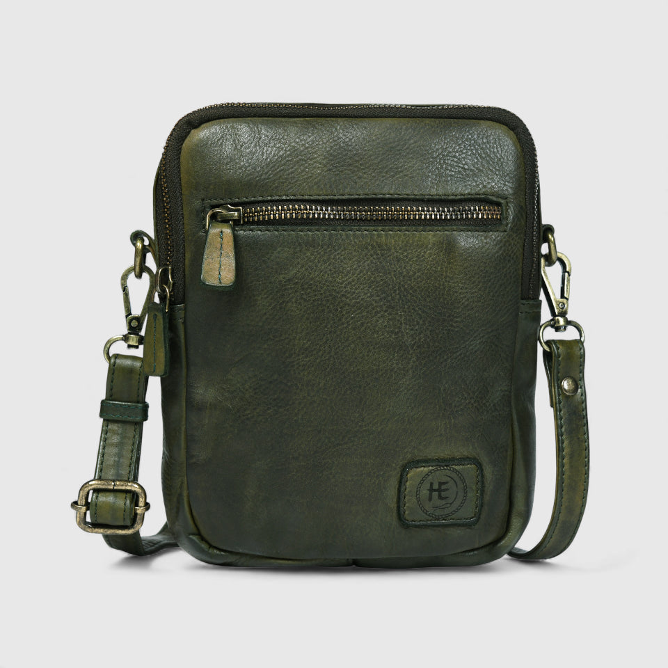OxBlood Trail Leather Sling Bag - Olive Colour