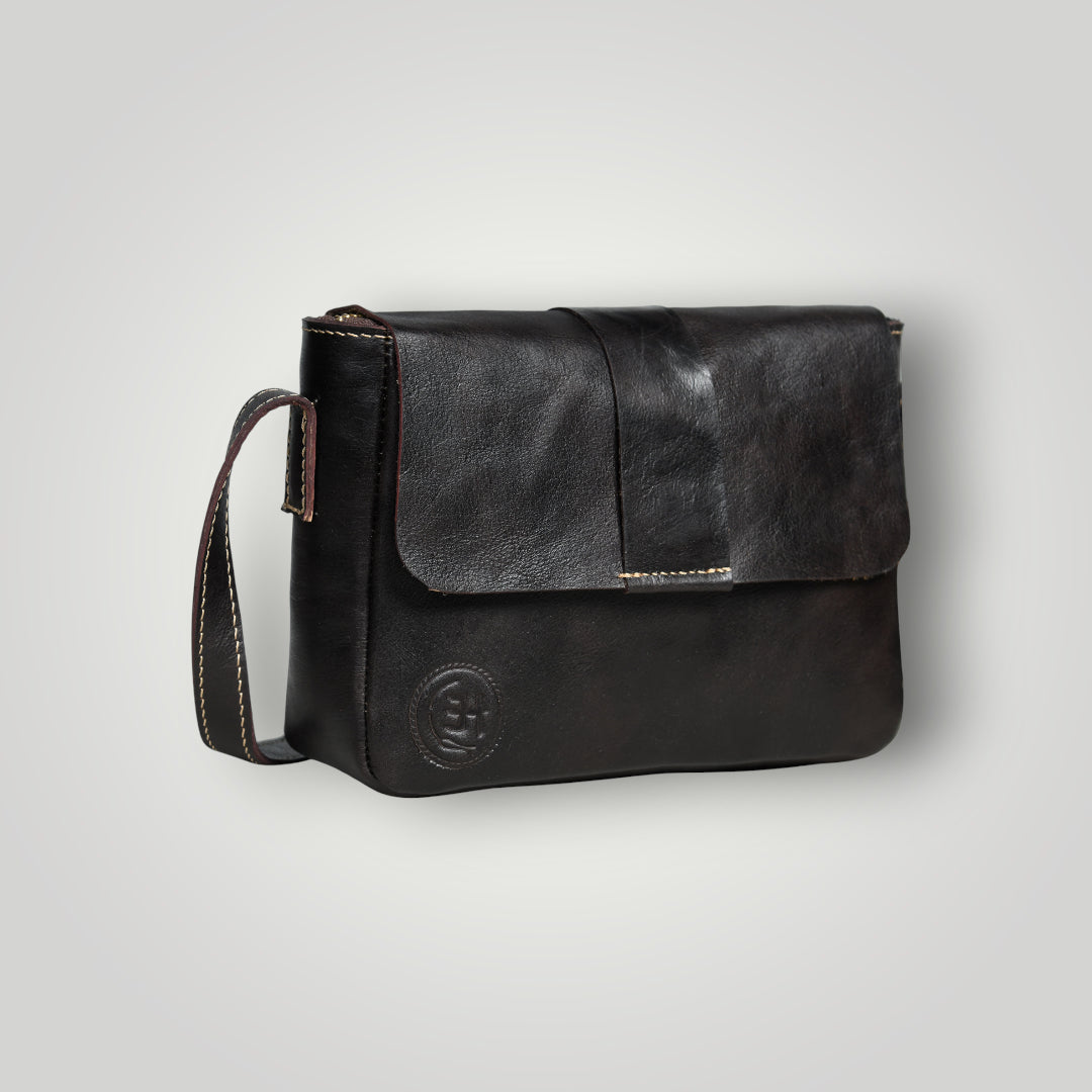 The Heritage Leather Satchel Bag - Black Colour