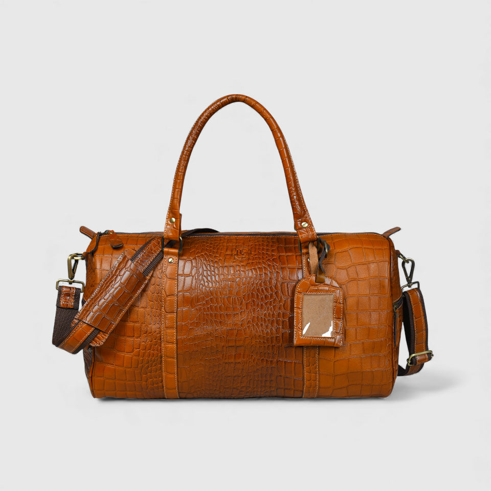 Sahara Croco Leather Travel Duffle Bag