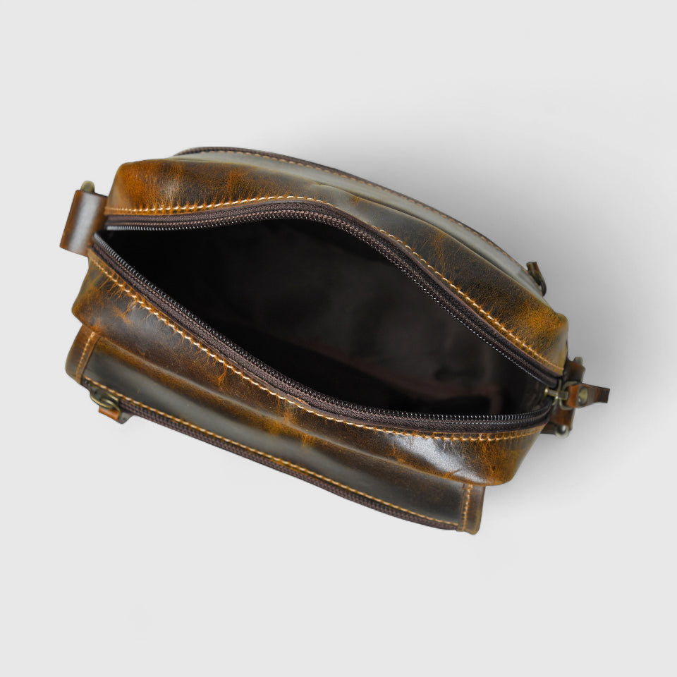 Explorer Vintage Leather Sling Bag - Maroon Colour