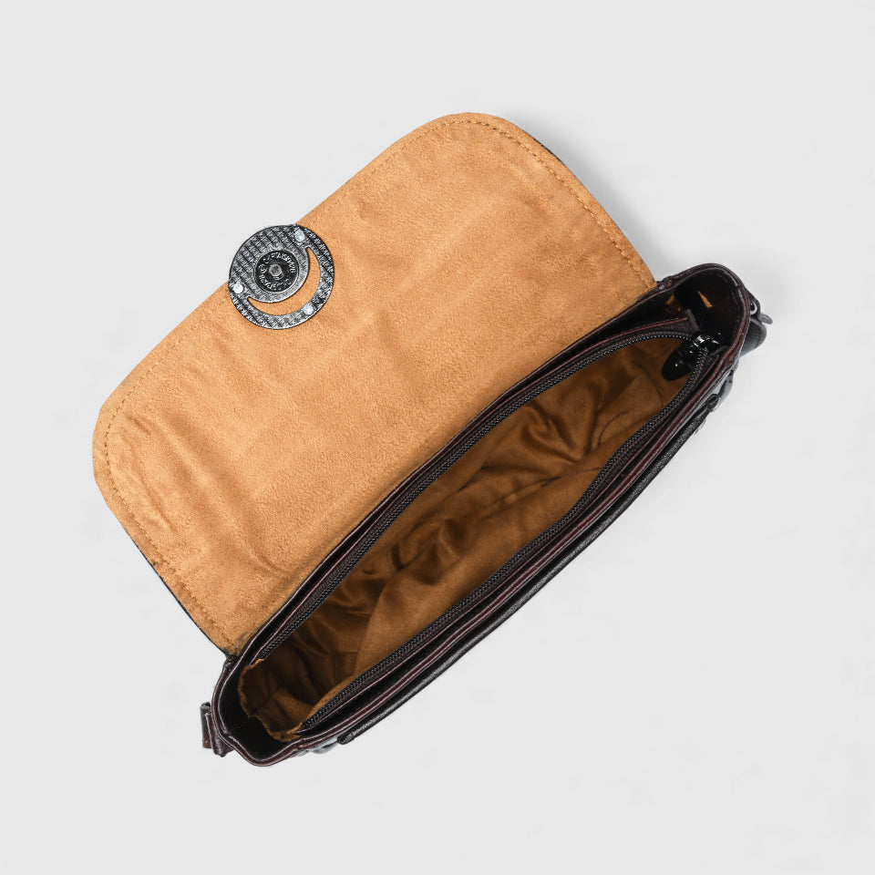 Verdant Elegance Women's Leather Handbag - Brown Colour