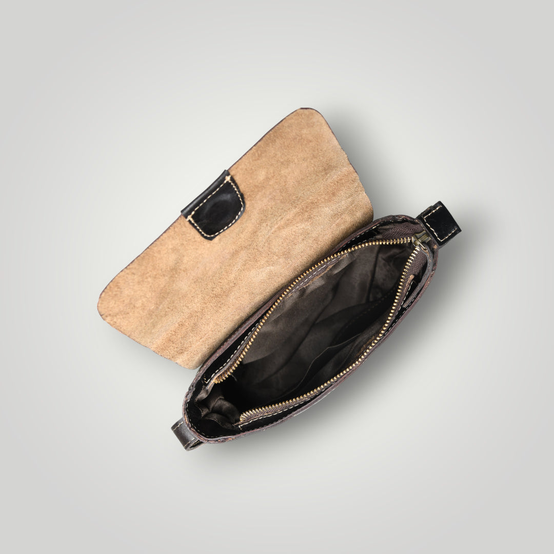 The Heritage Leather Satchel Bag - Black Colour