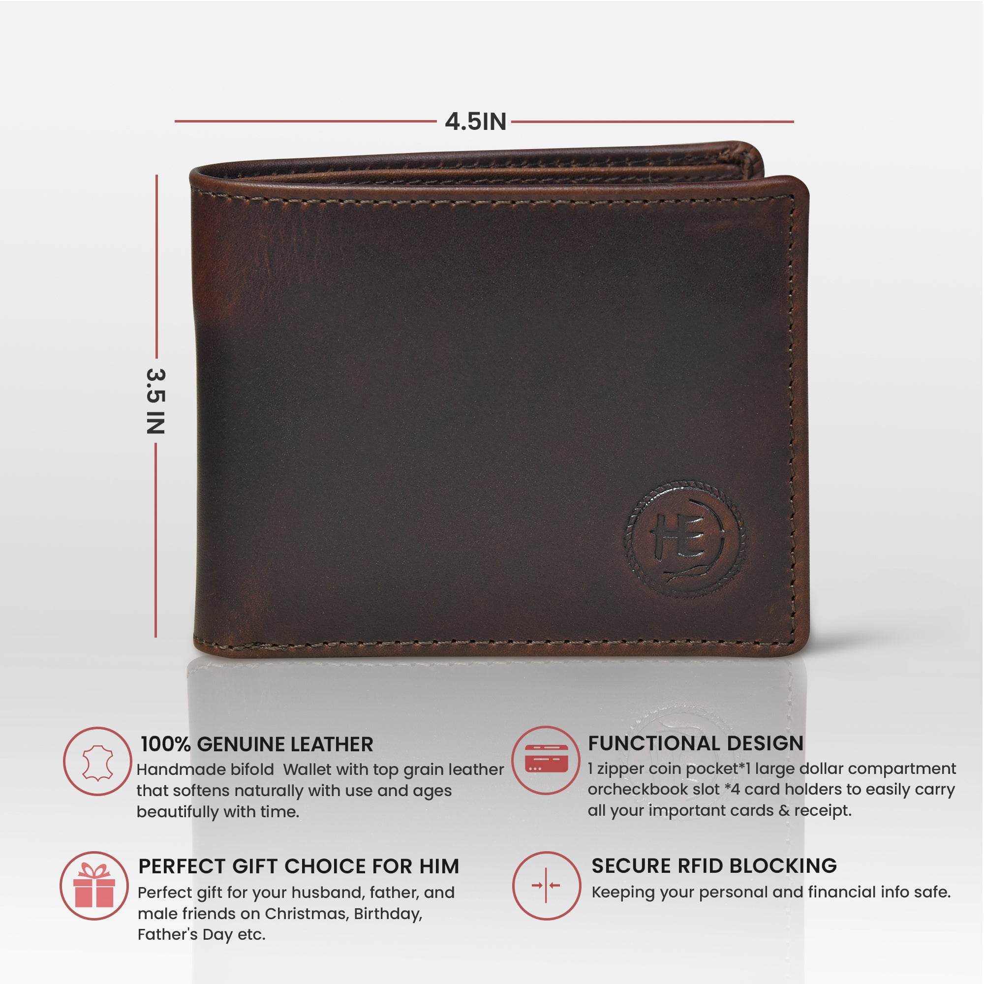 Timeless Tan Leather Wallet | Handcrafted RFID-Blocking Bifold - Maroon Colour