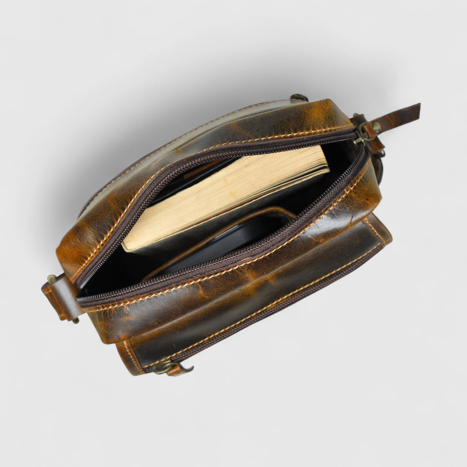 Explorer Vintage Leather Sling Bag - Maroon Colour