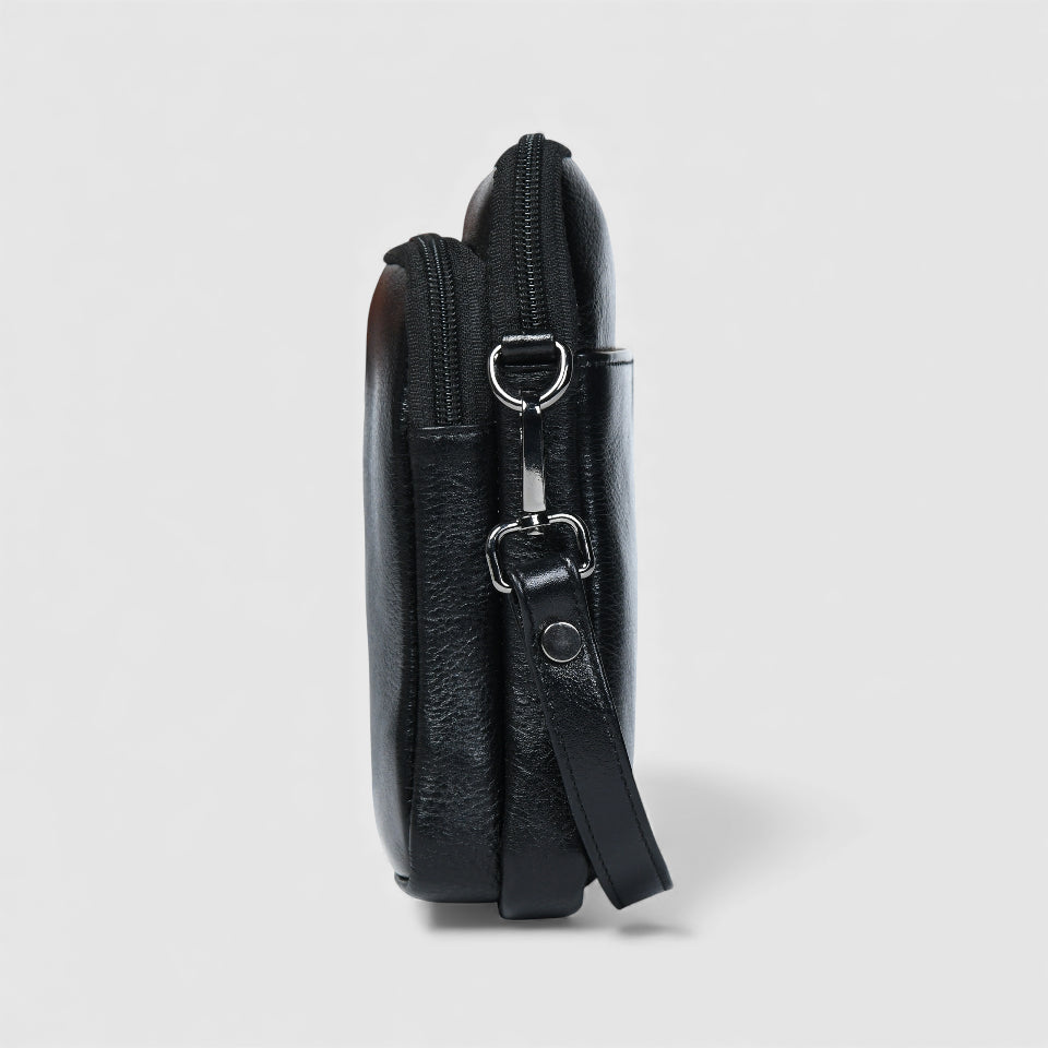 AmberStride Leather Sling Bag – Black Colour