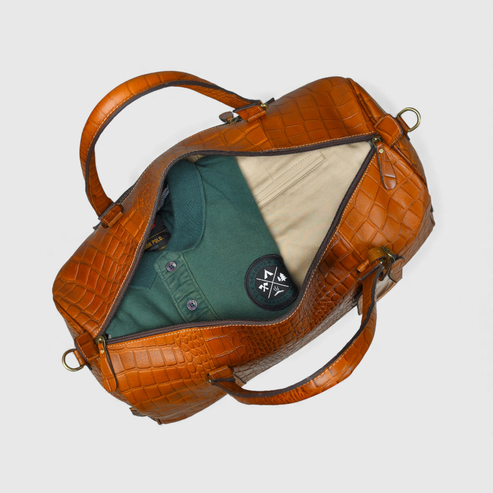 Sahara Croco Leather Travel Duffle Bag