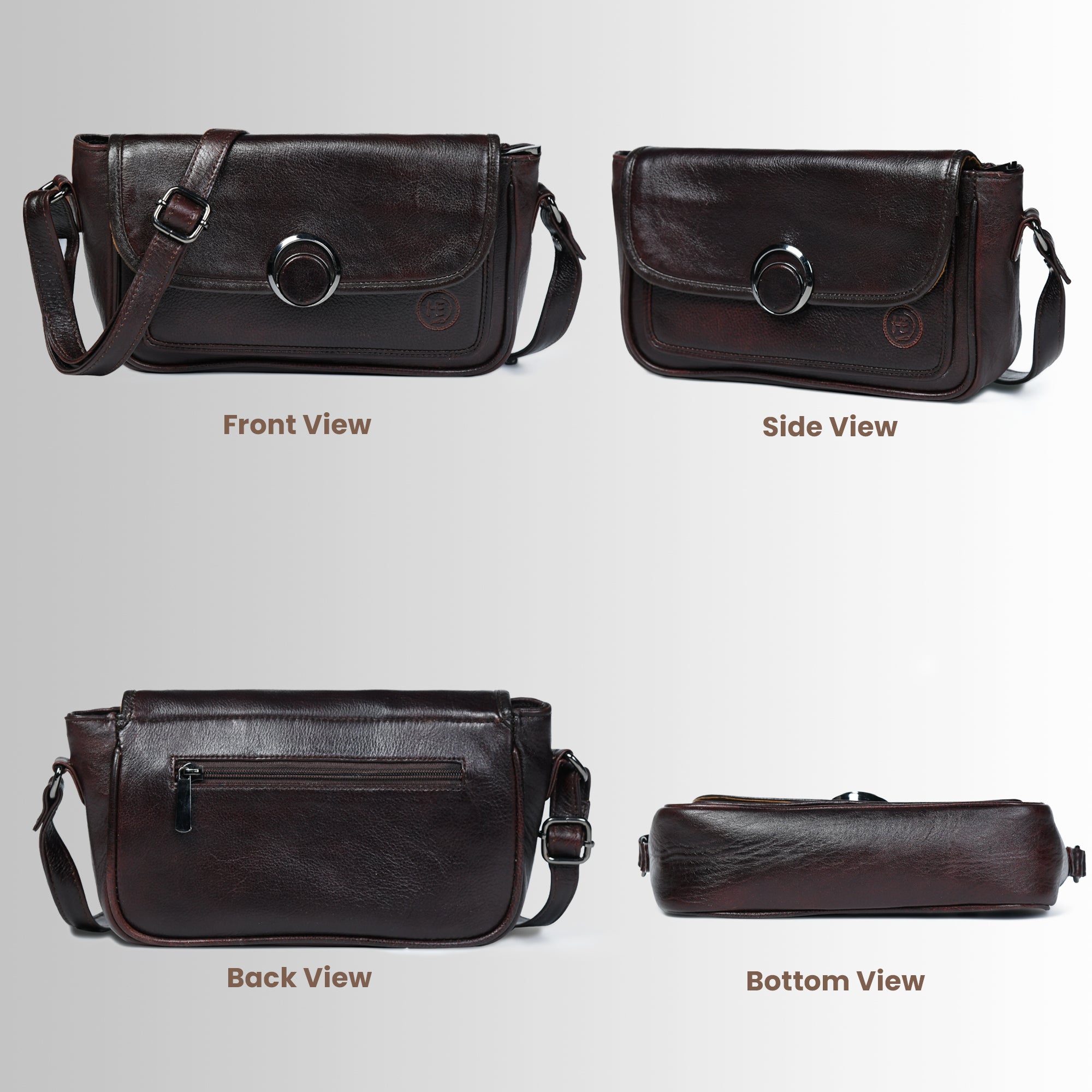 Verdant Elegance Women's Leather Handbag - Brown Colour