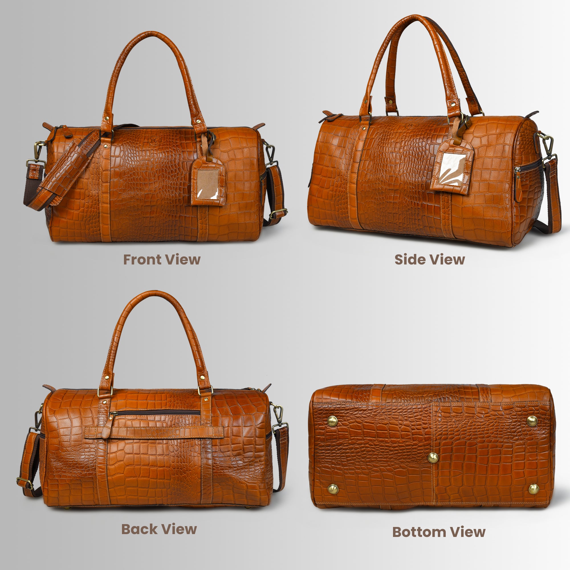 Sahara Croco Leather Travel Duffle Bag