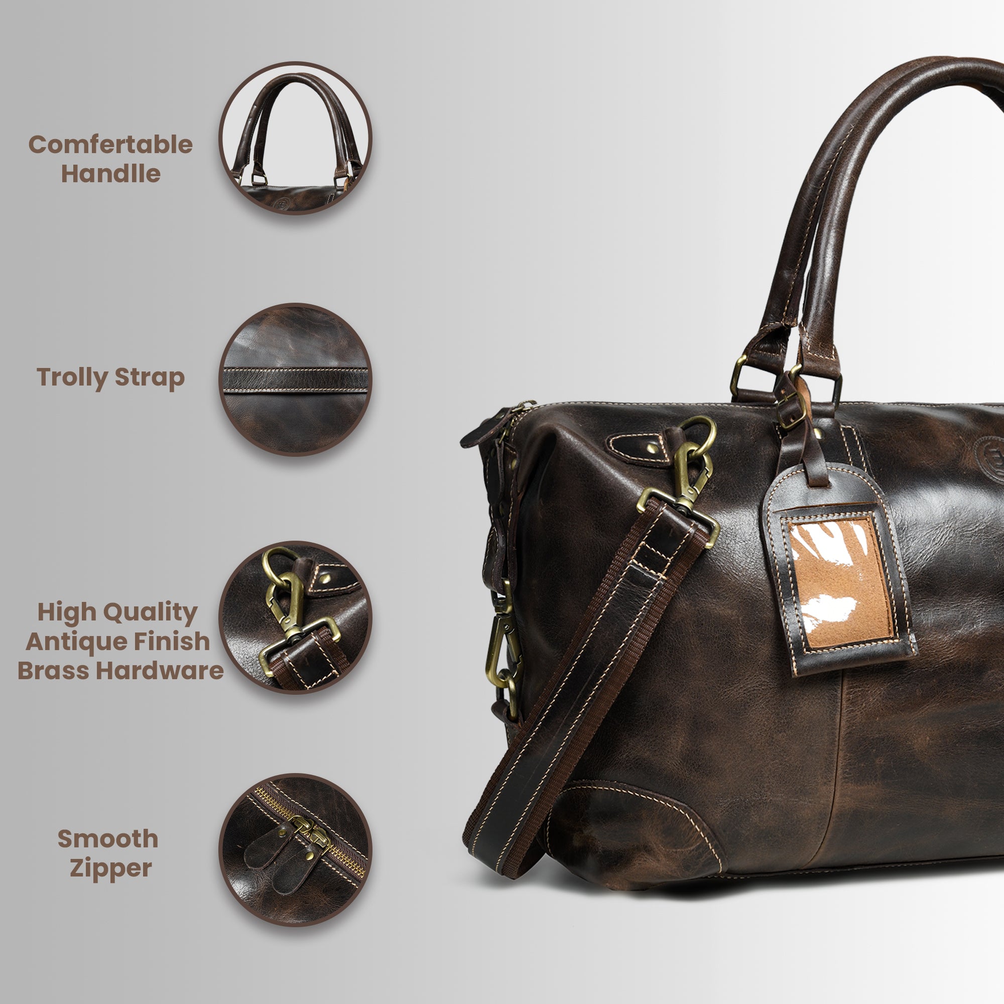 The Regent Voyager – Vintage Leather Travel Duffle - Maroon Colour