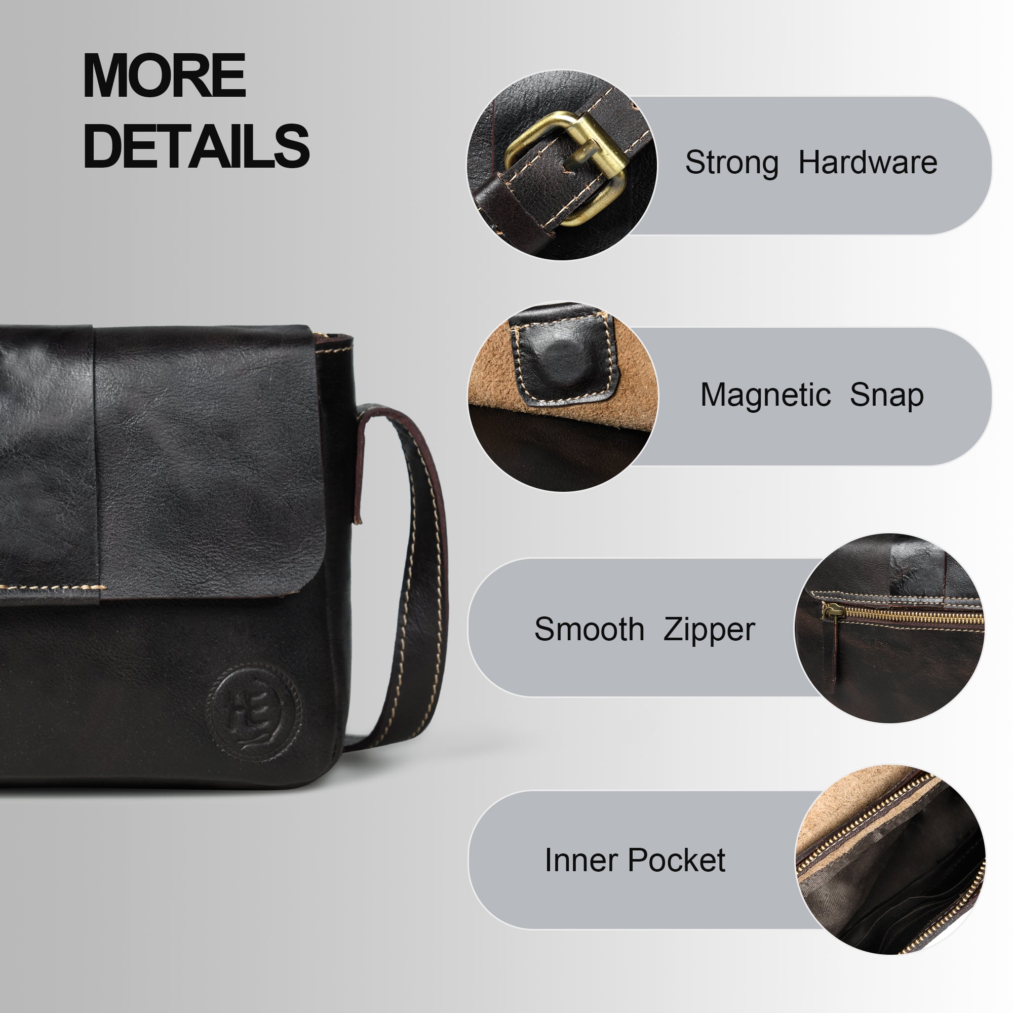 The Heritage Leather Satchel Bag - Black Colour
