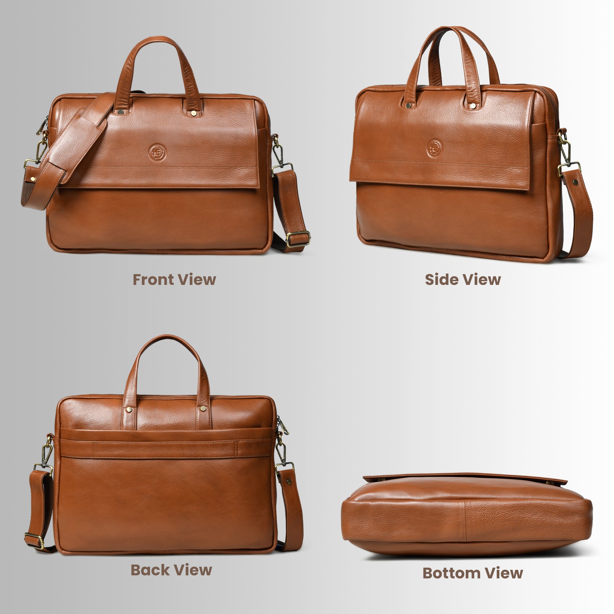 Executive Edge Leather Laptop Briefcase - Brown Colour