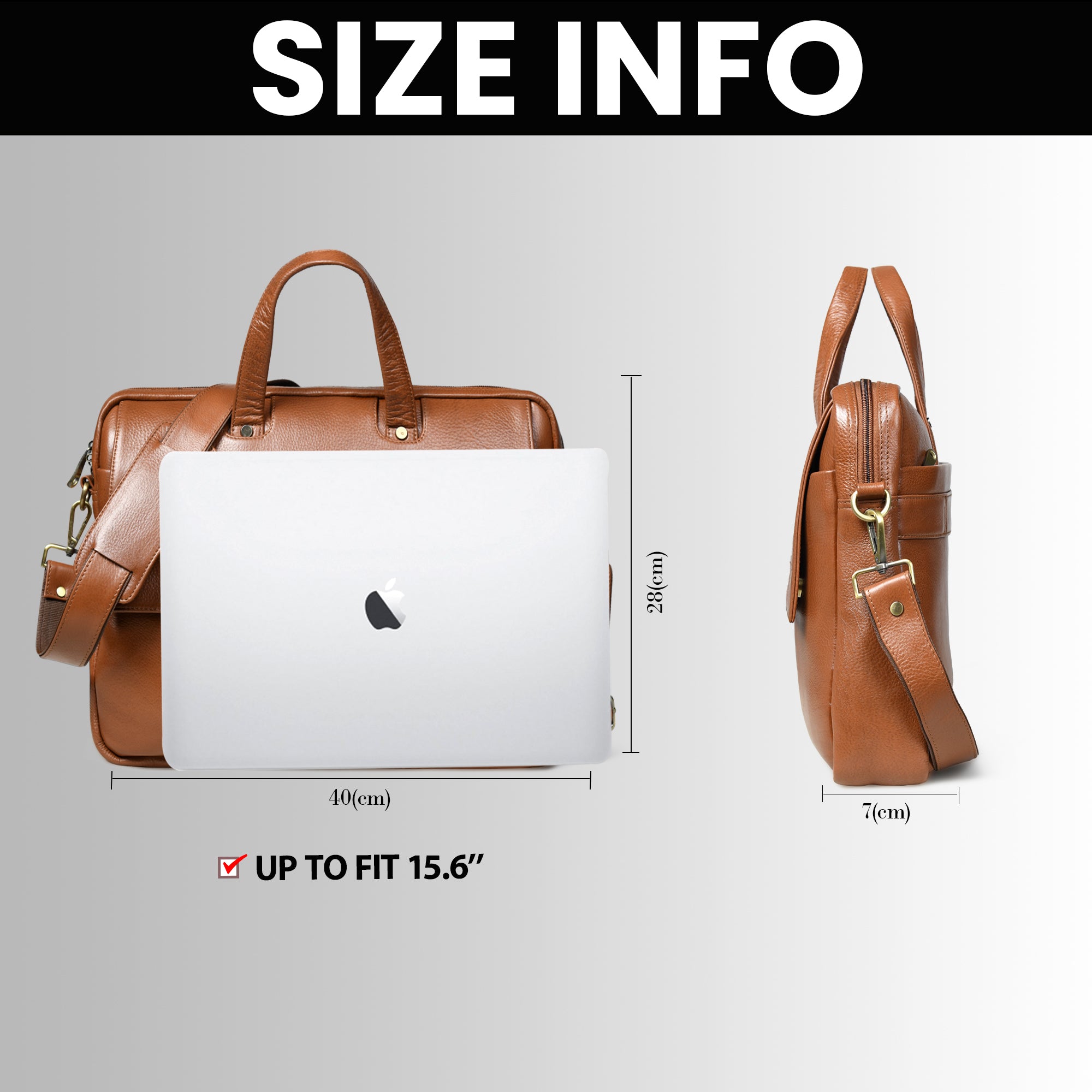 Executive Edge Leather Laptop Briefcase - Brown Colour