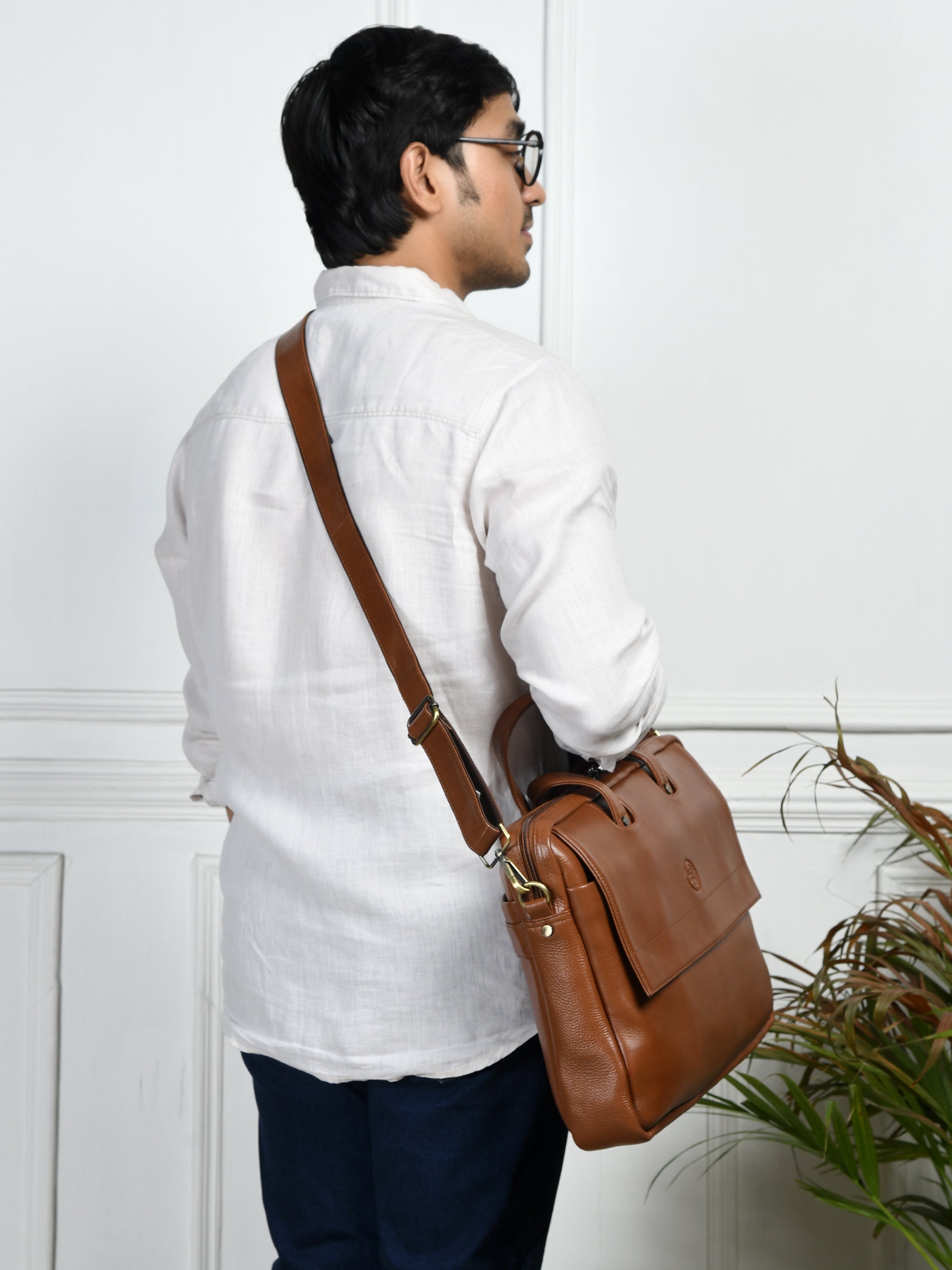 Executive Edge Leather Laptop Briefcase - Brown Colour